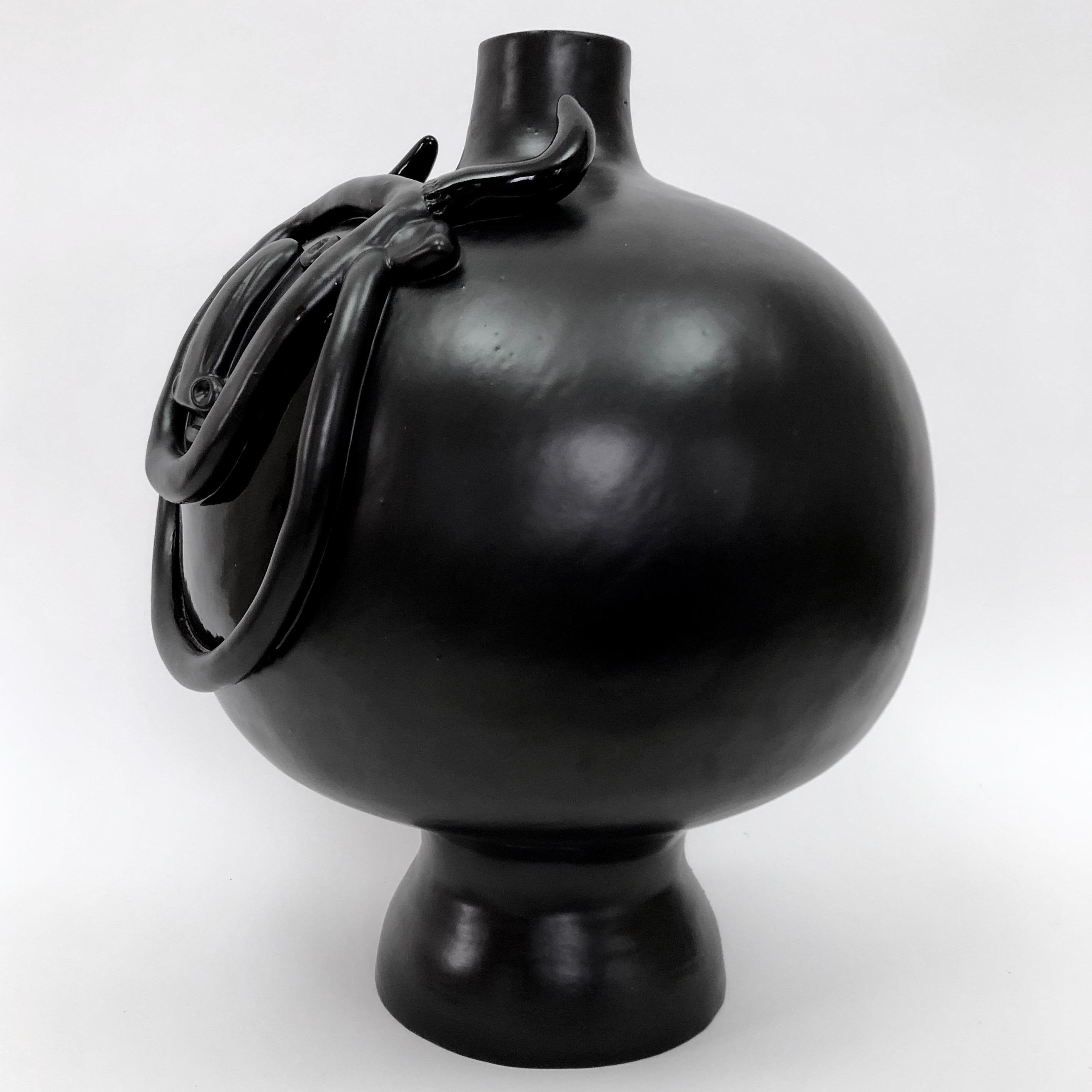 Dalo, Large Black Ceramic Table Lamp Base In Excellent Condition In NICE, FR