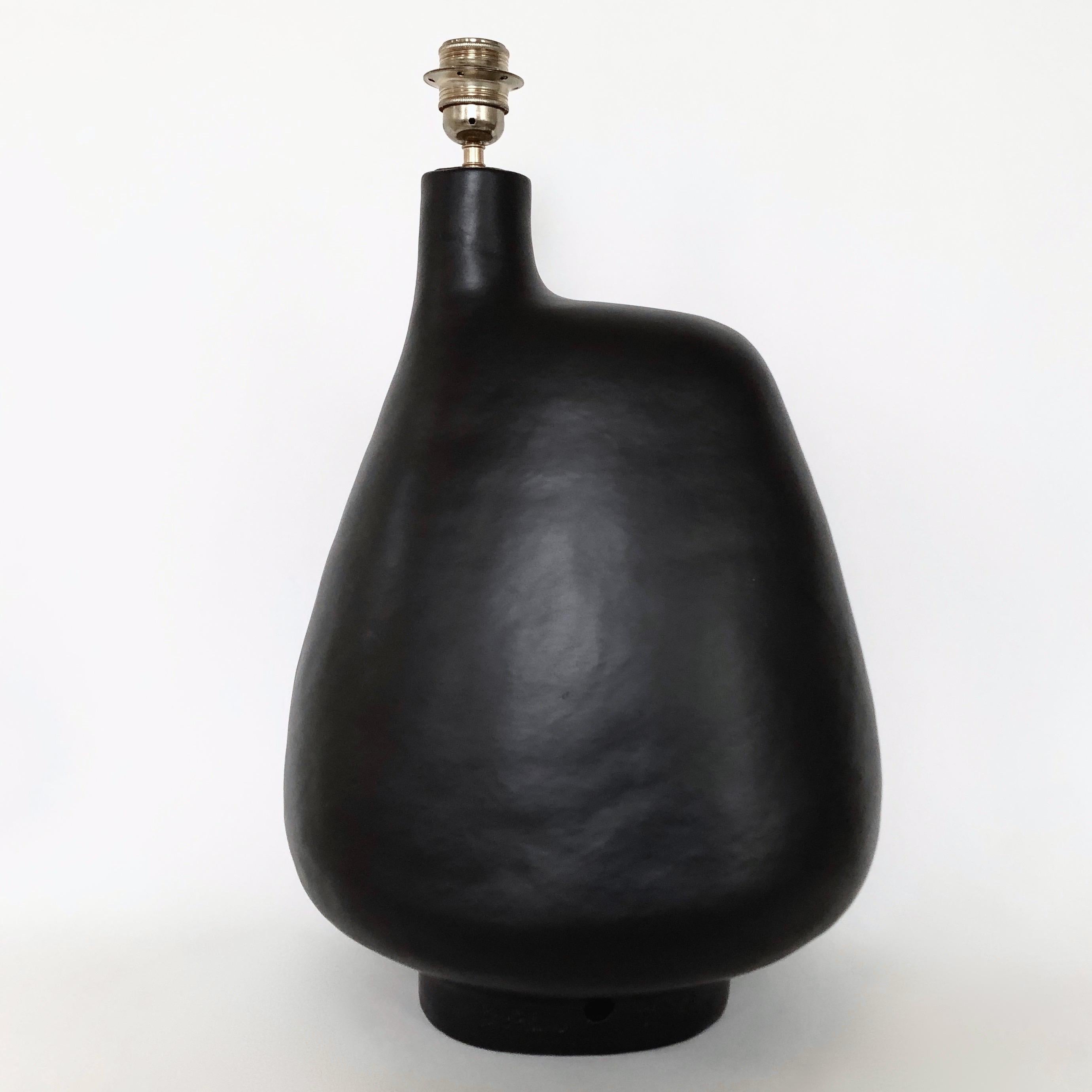 Organic Modern Dalo, Large Black Ceramic Table Lamp Base For Sale