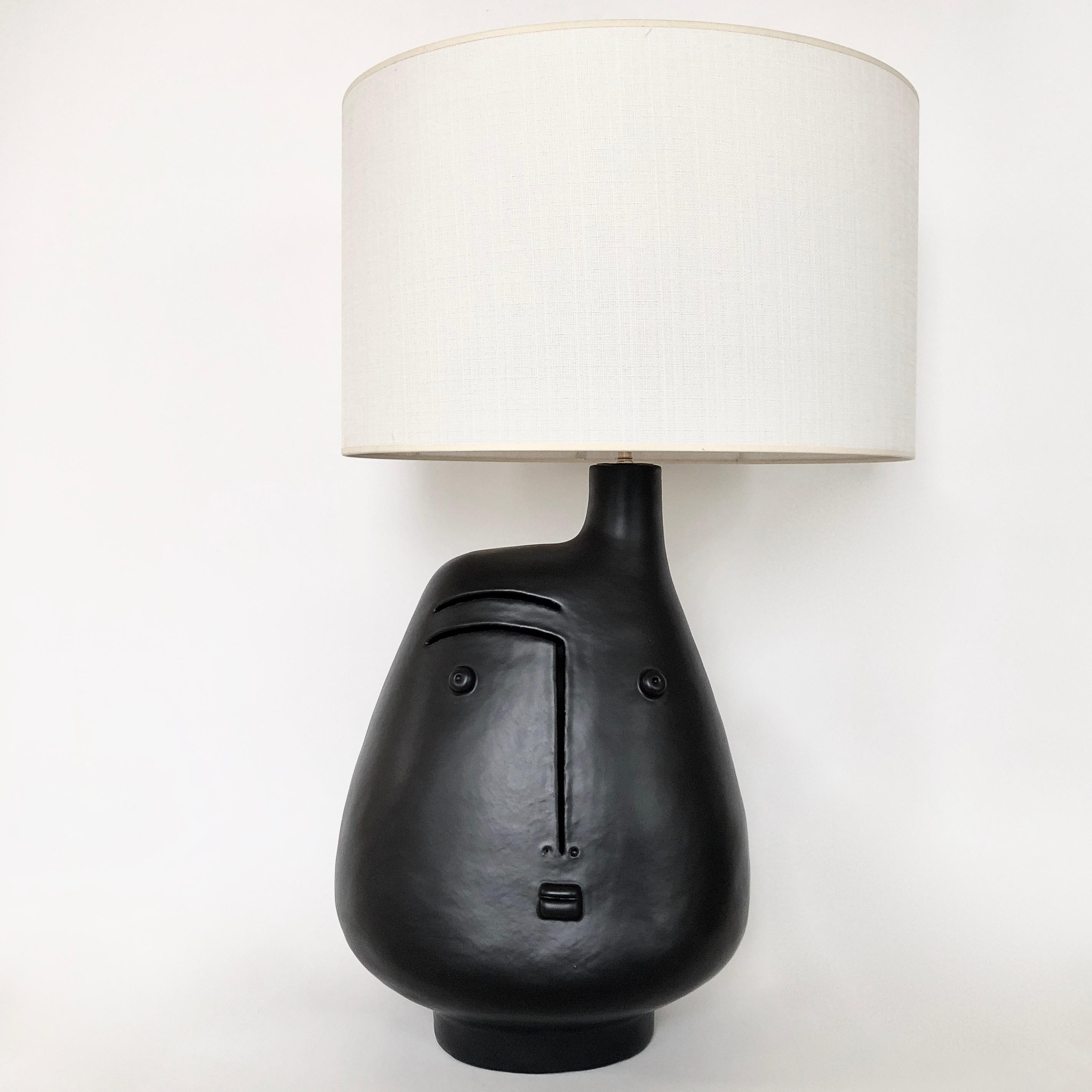 French Dalo, Large Black Ceramic Table Lamp Base For Sale