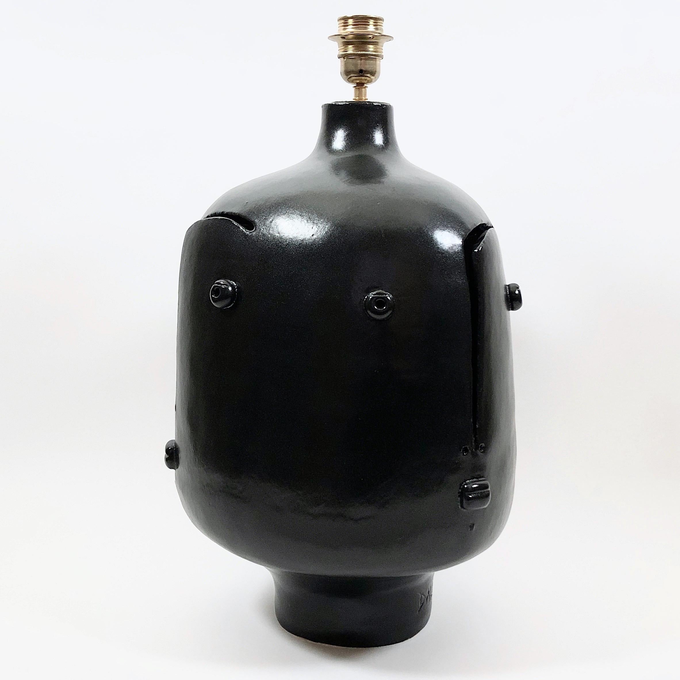 Glazed Dalo, Large Black Ceramic Table Lamp