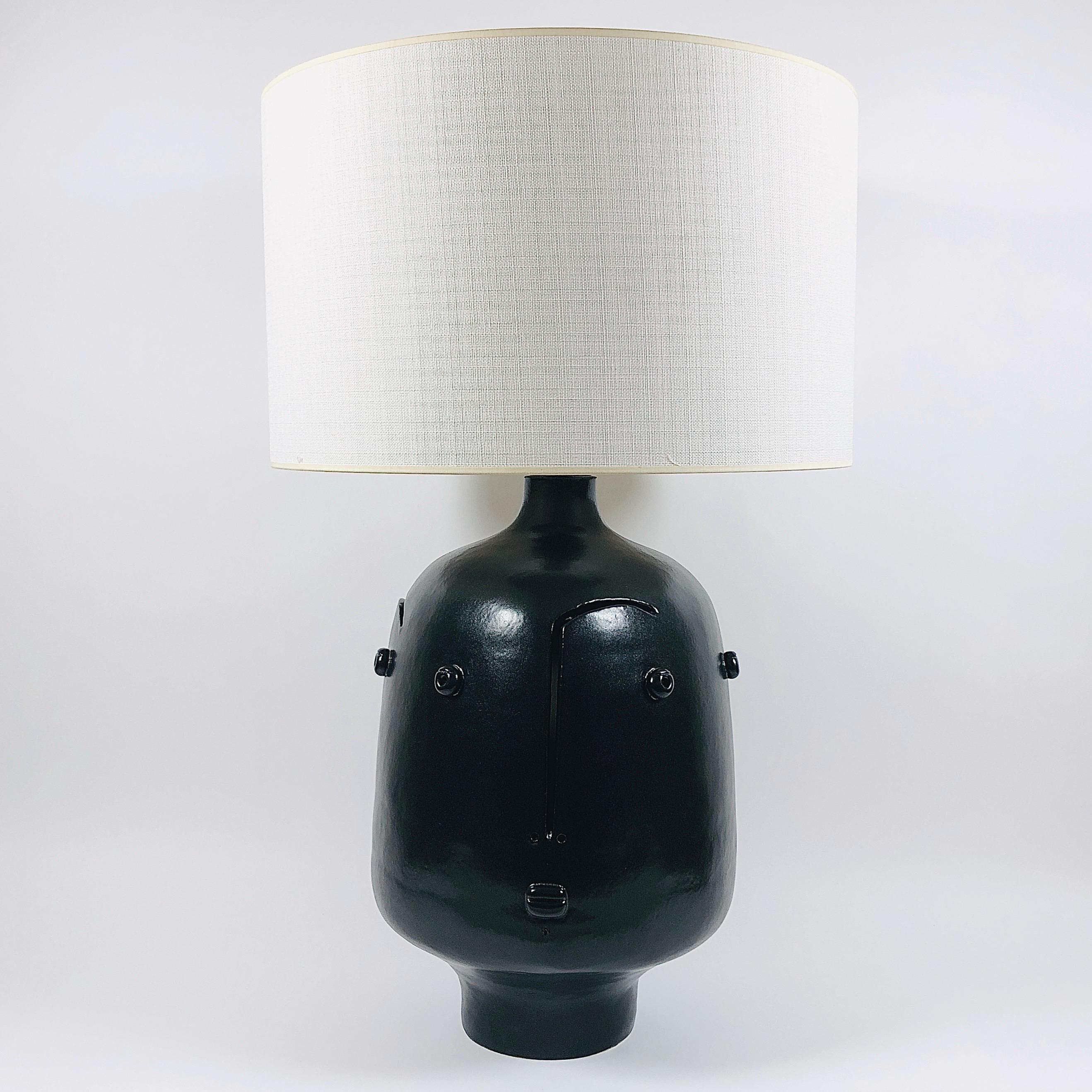 Dalo, Large Black Ceramic Table Lamp In Excellent Condition In NICE, FR