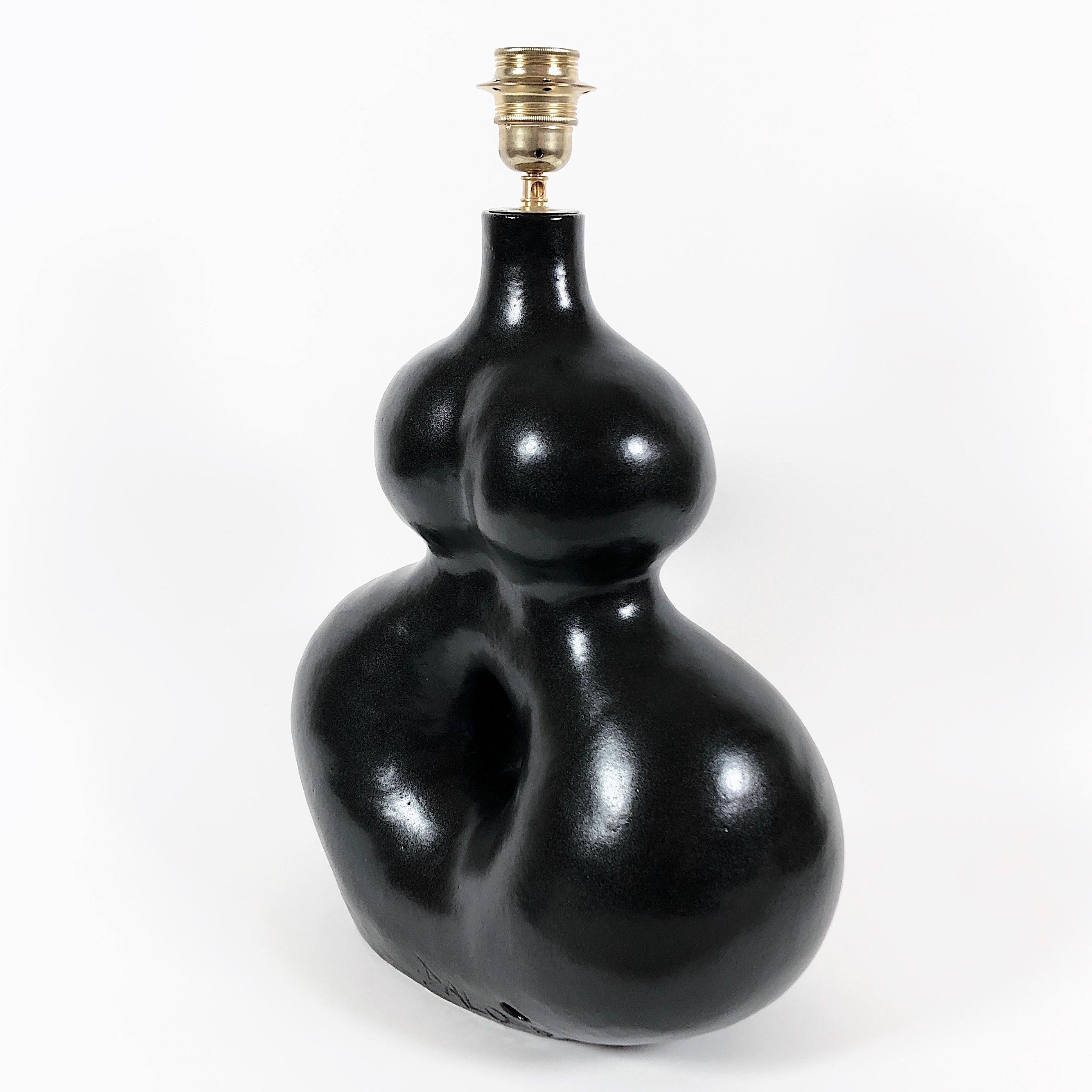 Dalo, Large Black Ceramic Table Lamp In Excellent Condition In NICE, FR