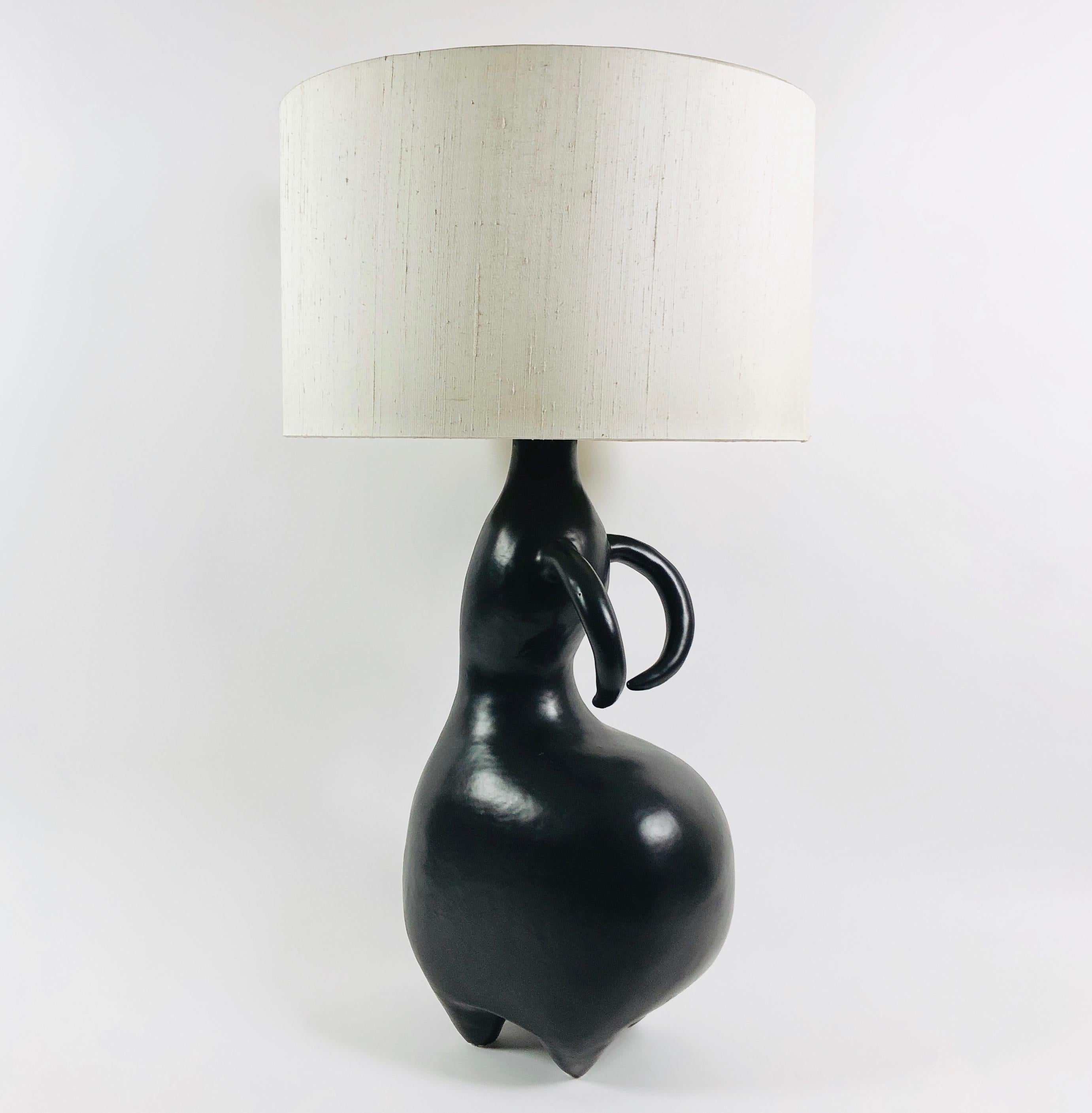 Contemporary Dalo, Large Black Ceramic Table Lamp For Sale