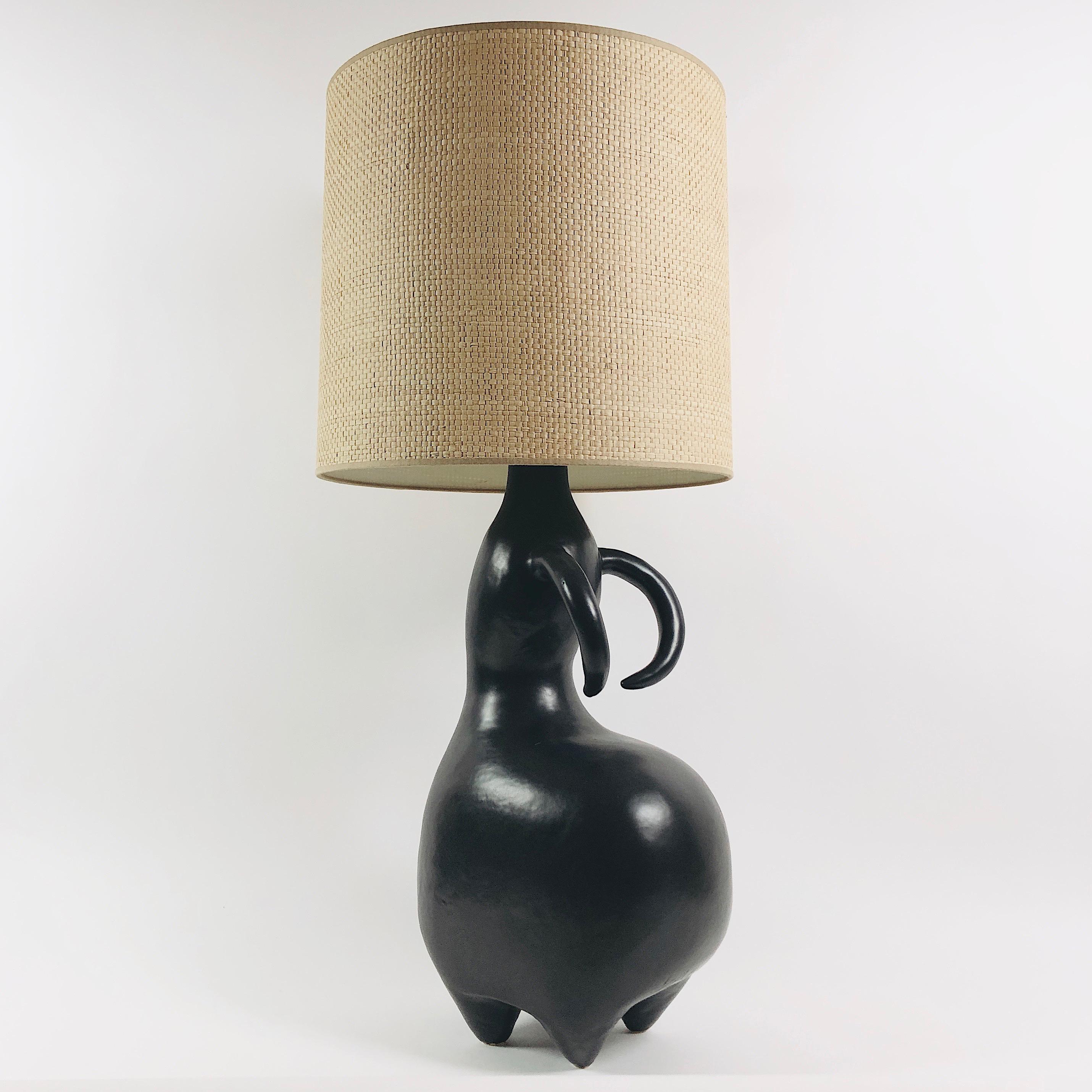Dalo, Large Black Ceramic Table Lamp For Sale 1