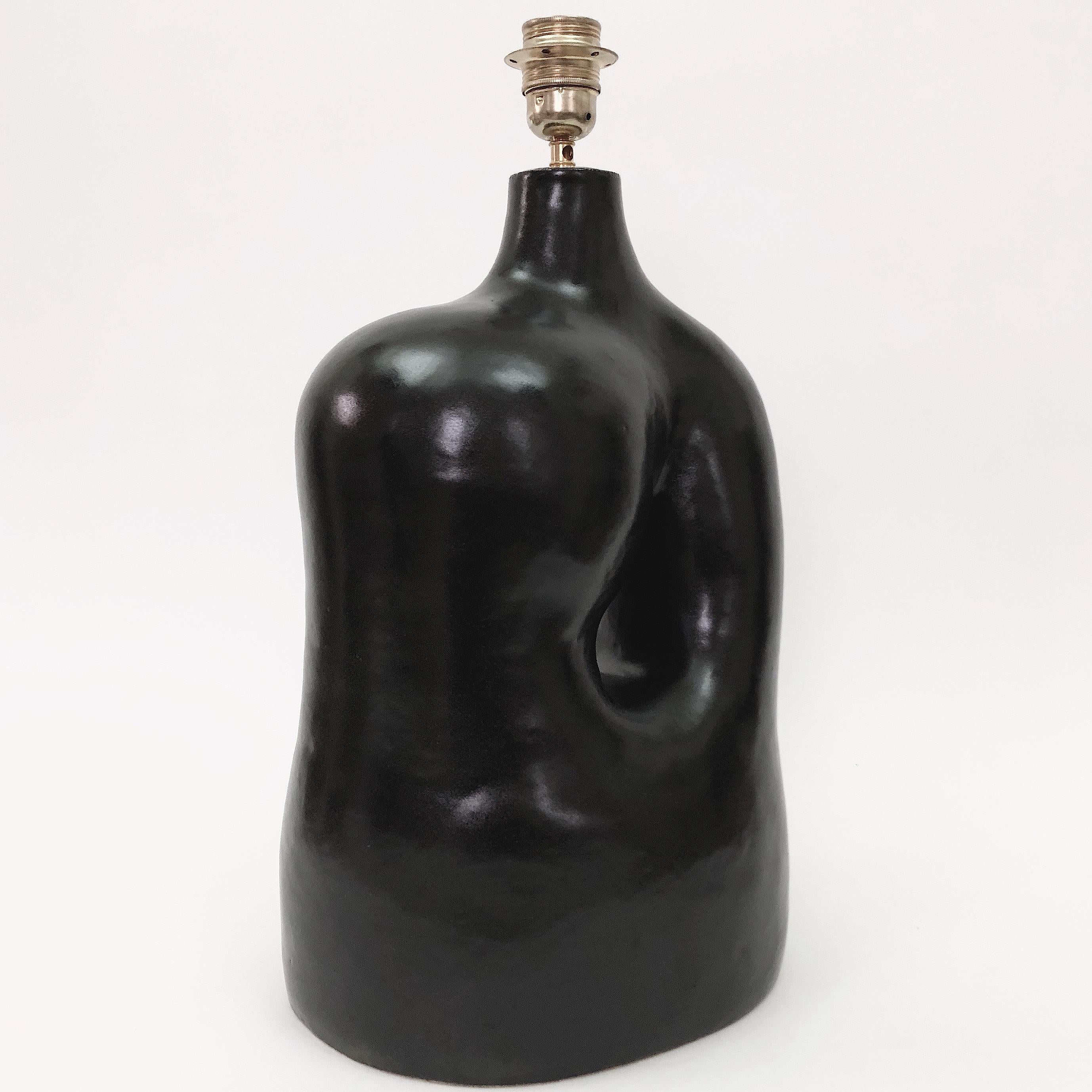Organic Modern DALO - Large Ceramic Table Lamp Base Glazed in Black