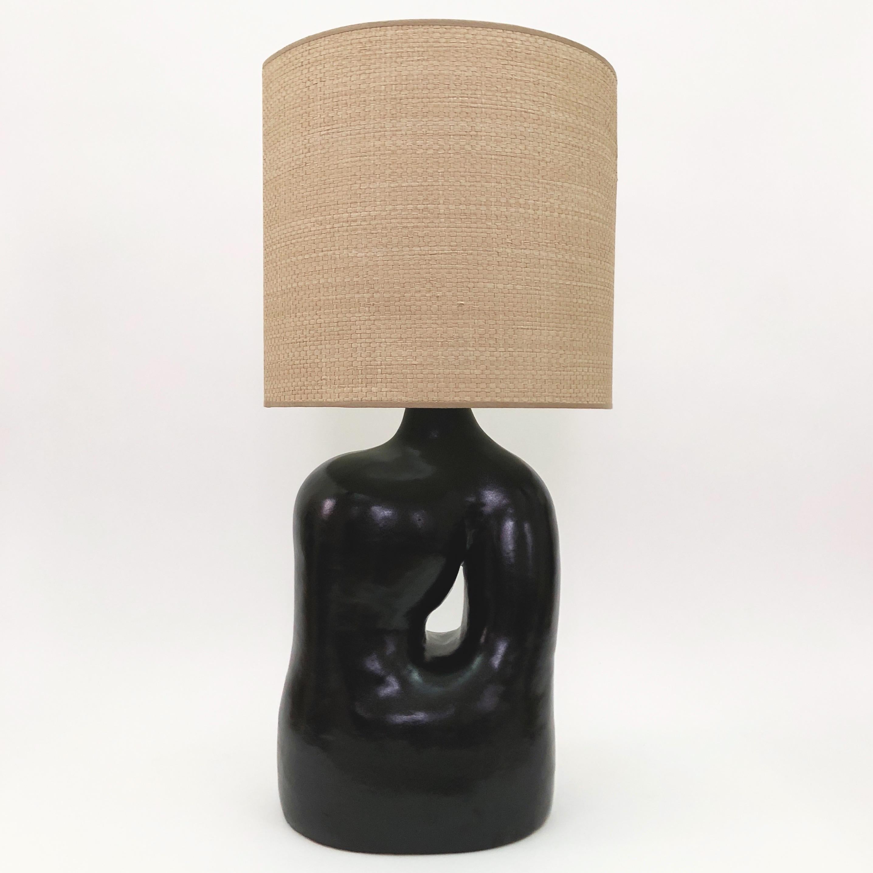 Enameled DALO - Large Ceramic Table Lamp Base Glazed in Black