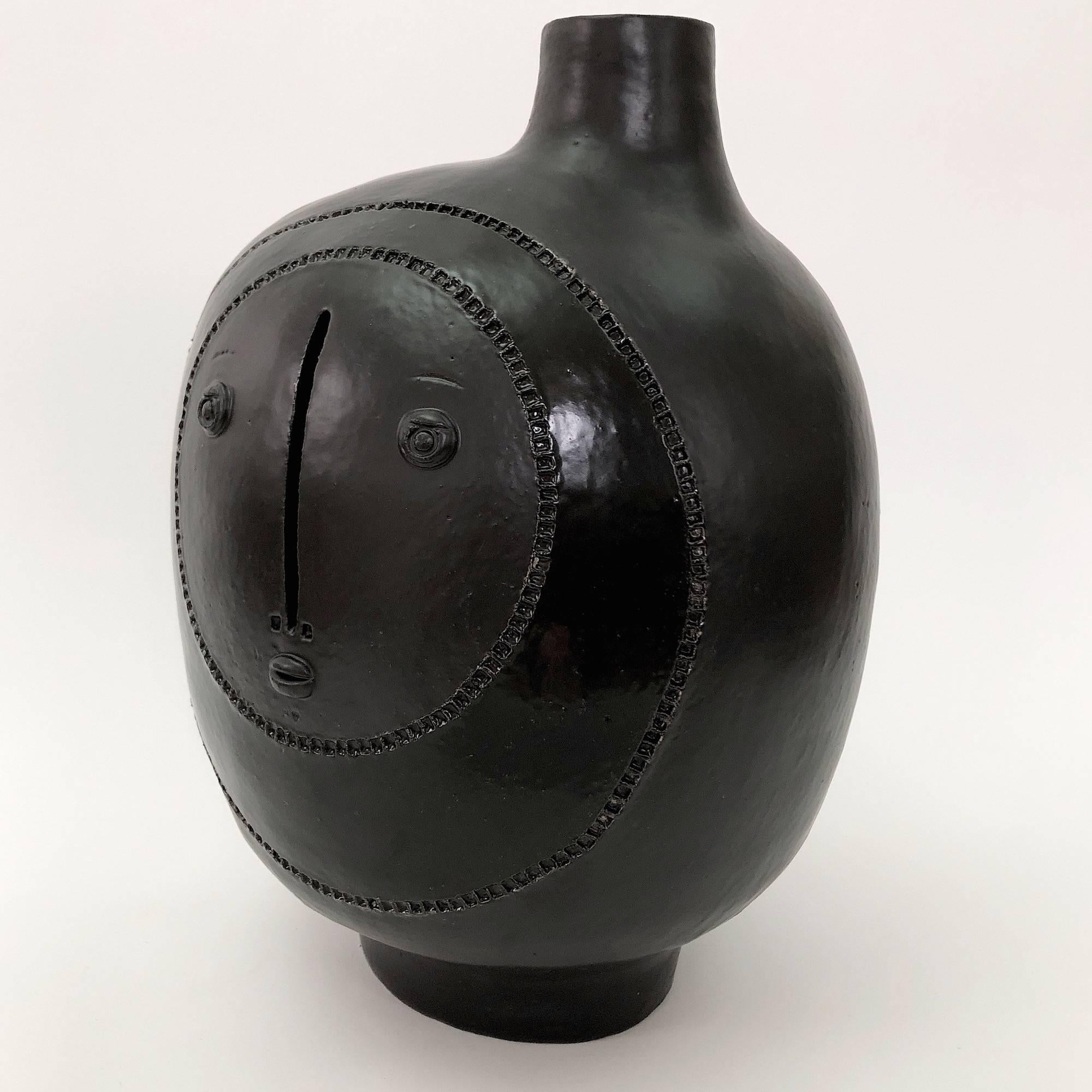 Organic Modern DALO - Large Ceramic Table Lamp Glazed in Black