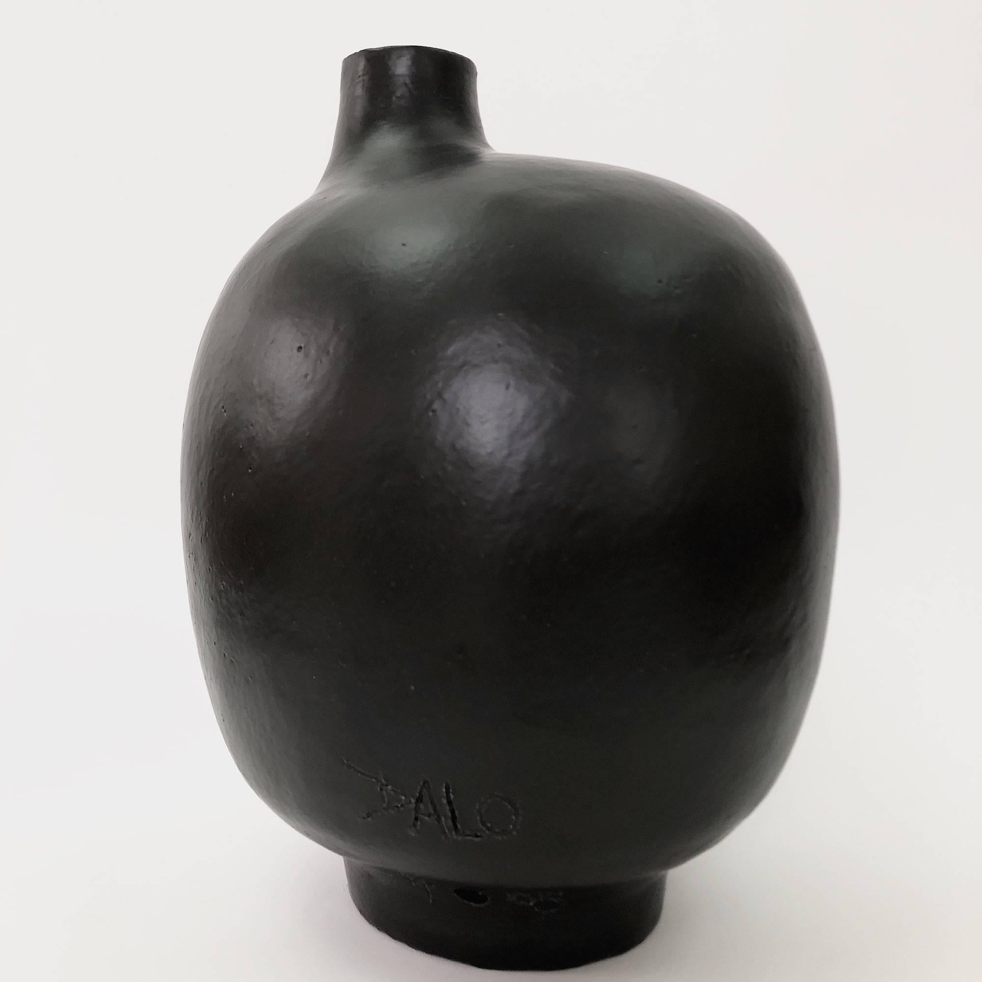 DALO - Large Ceramic Table Lamp Glazed in Black In Excellent Condition In NICE, FR
