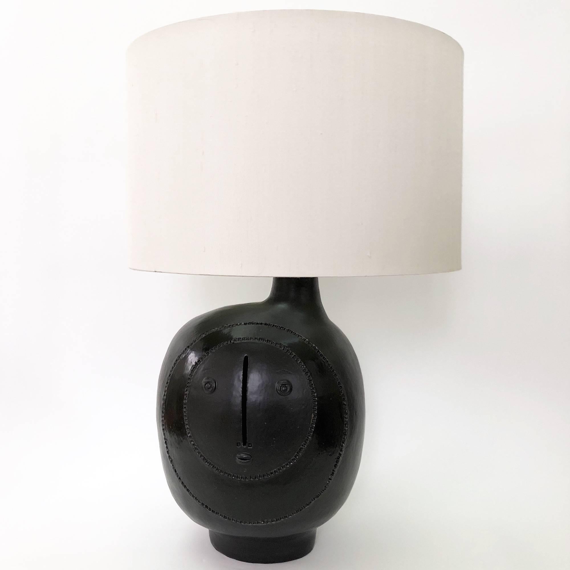 Contemporary DALO - Large Ceramic Table Lamp Glazed in Black