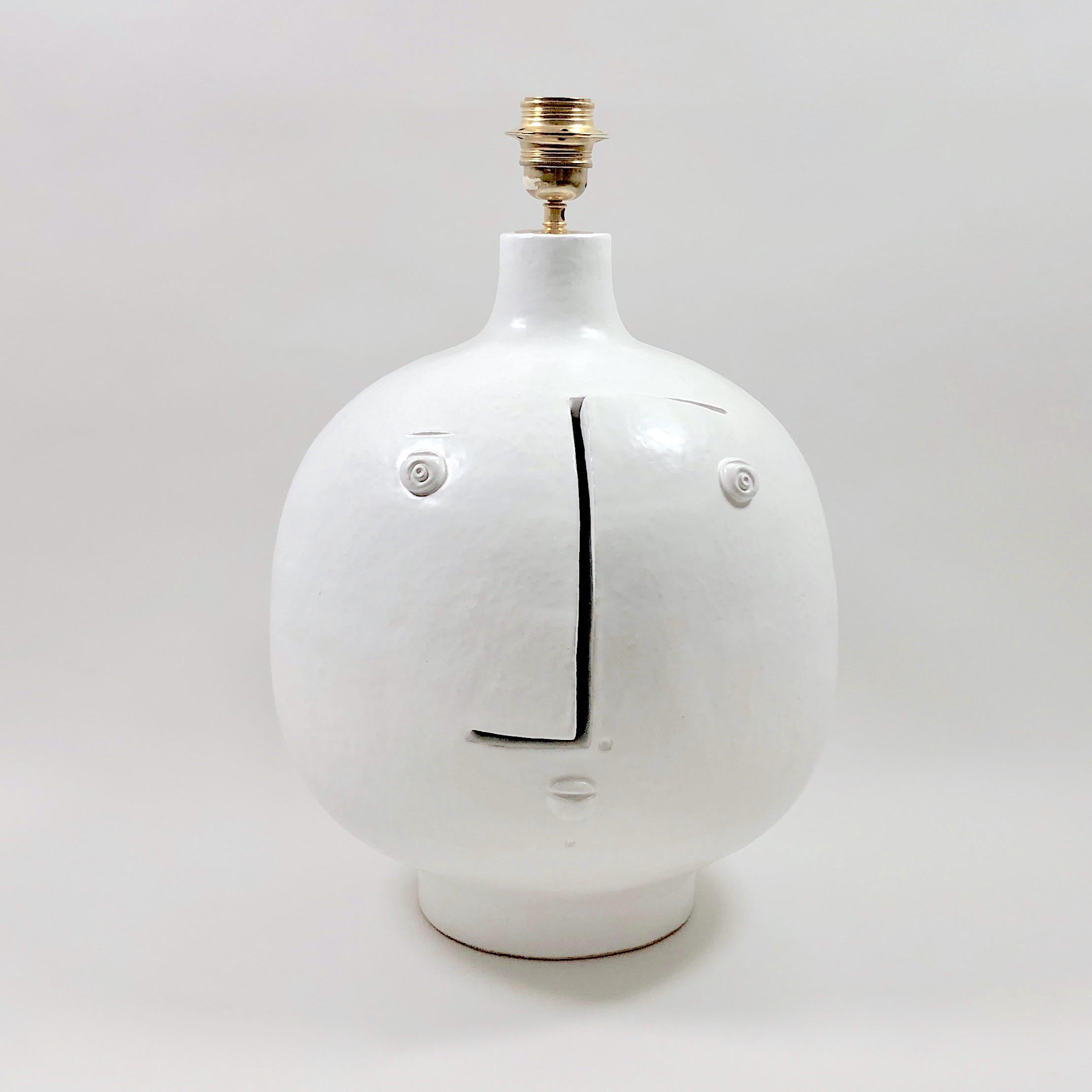 Dalo, Large White Ceramic Table Lamp Base In Excellent Condition In NICE, FR