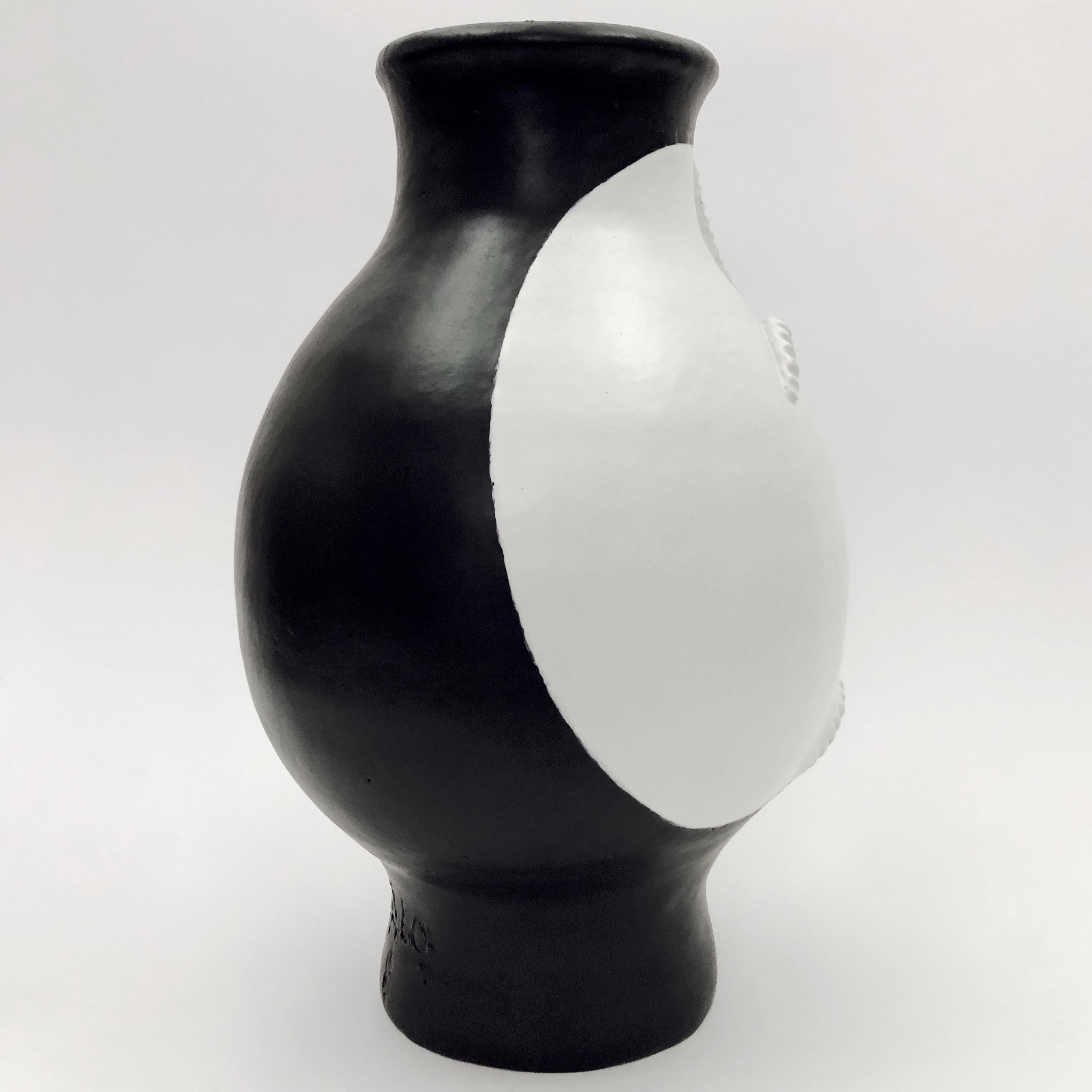 Dalo, Monumental Black and White Ceramic Vase 1