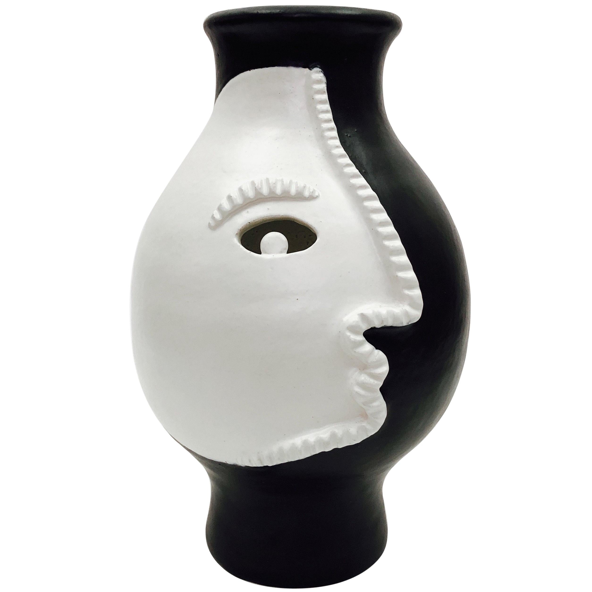 Dalo, Monumental Black and White Ceramic Vase