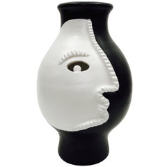 Dalo, Monumental Black and White Ceramic Vase