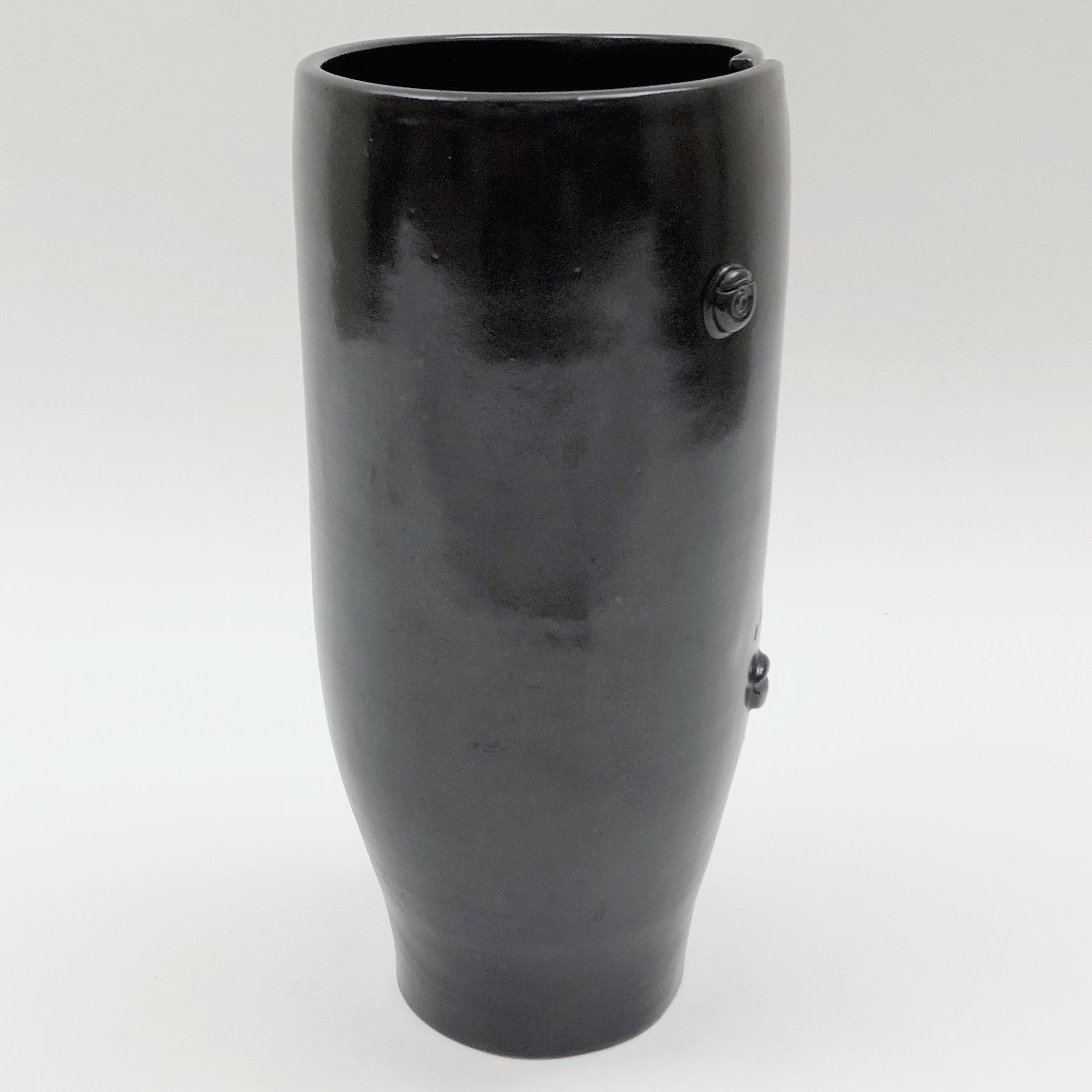 Contemporary Dalo, Pair of Black and White Ceramic Vases For Sale