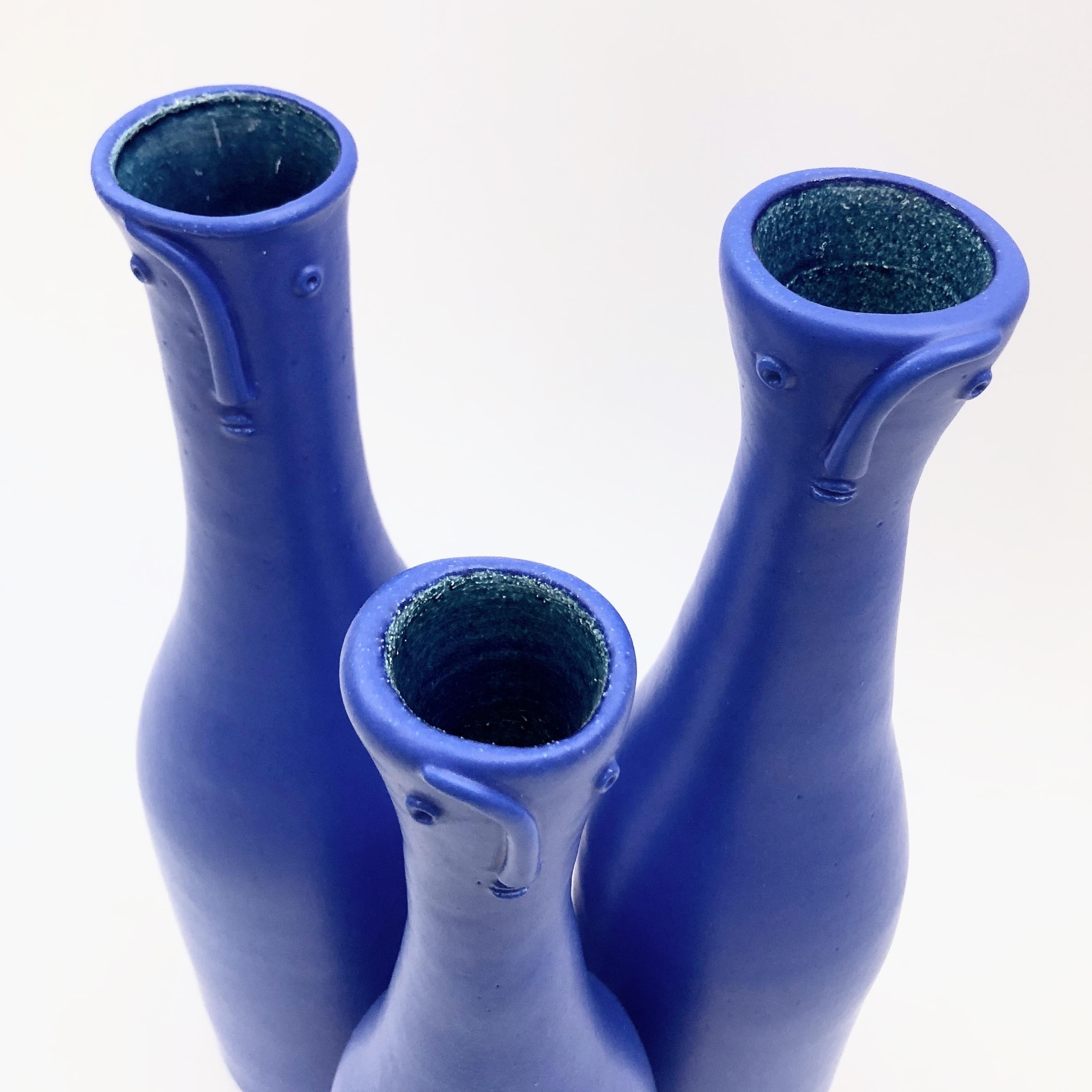 Enameled Dalo, Set of Ceramic Bottles Vases For Sale