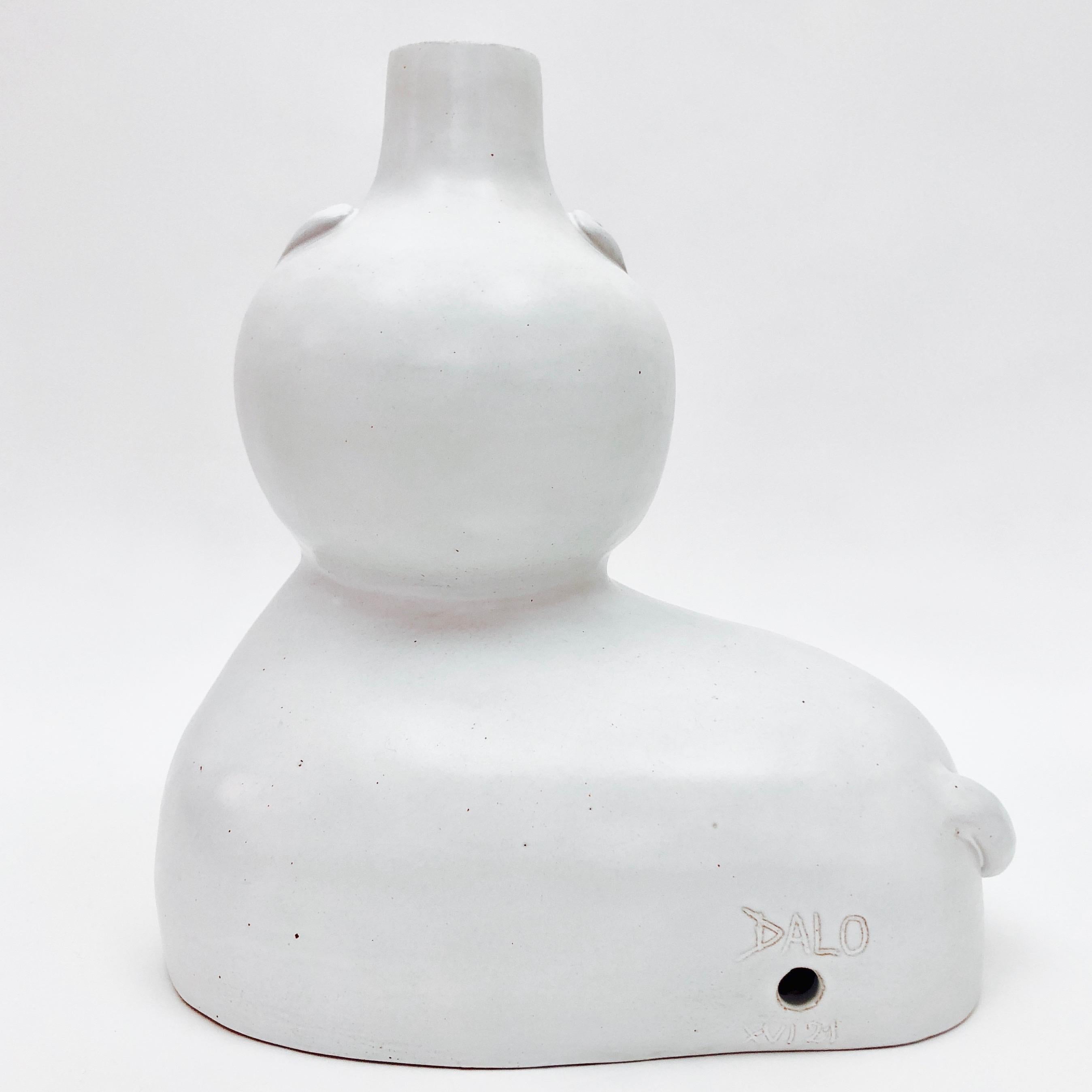 French Dalo, White Ceramic Lamp Base For Sale
