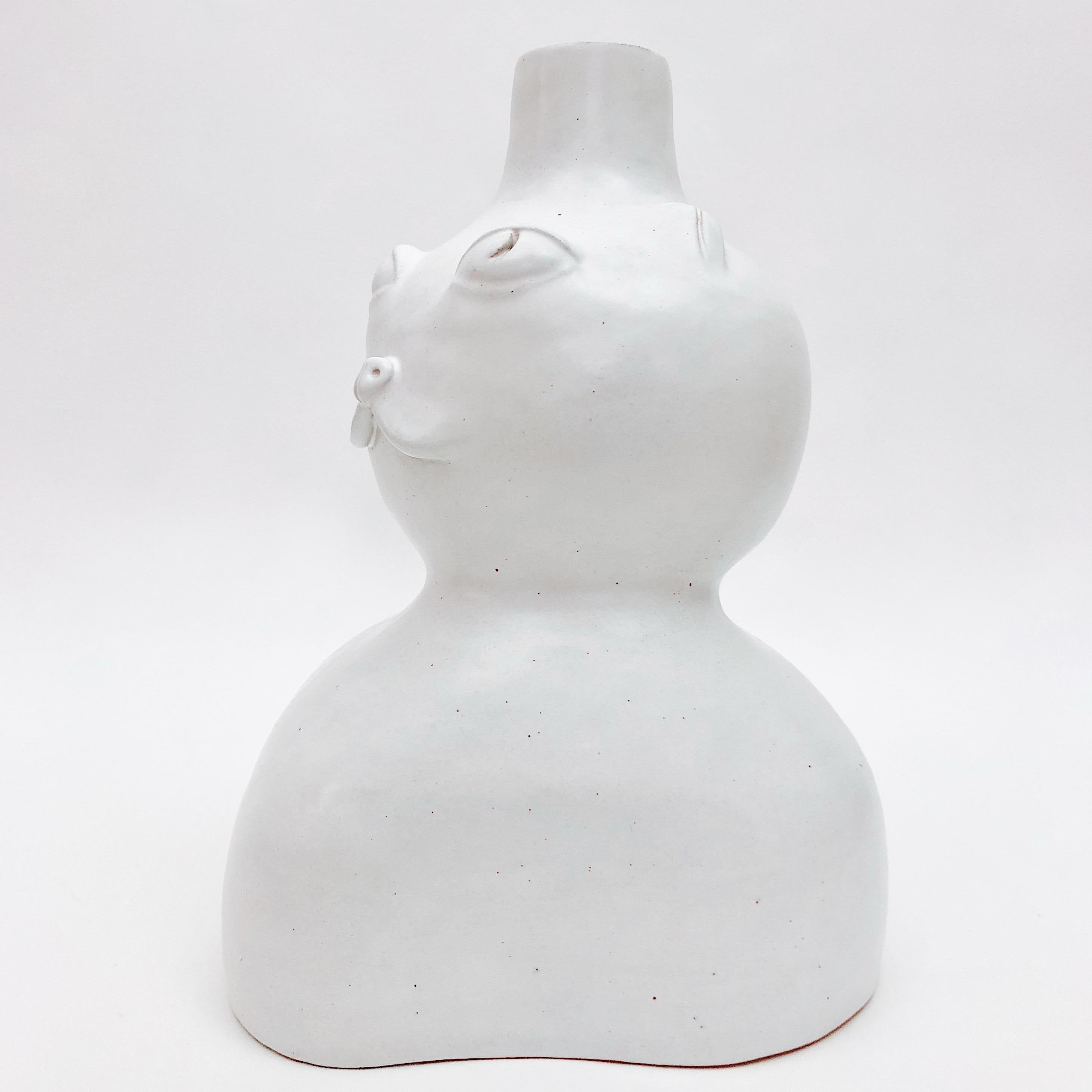 Glazed Dalo, White Ceramic Lamp Base For Sale