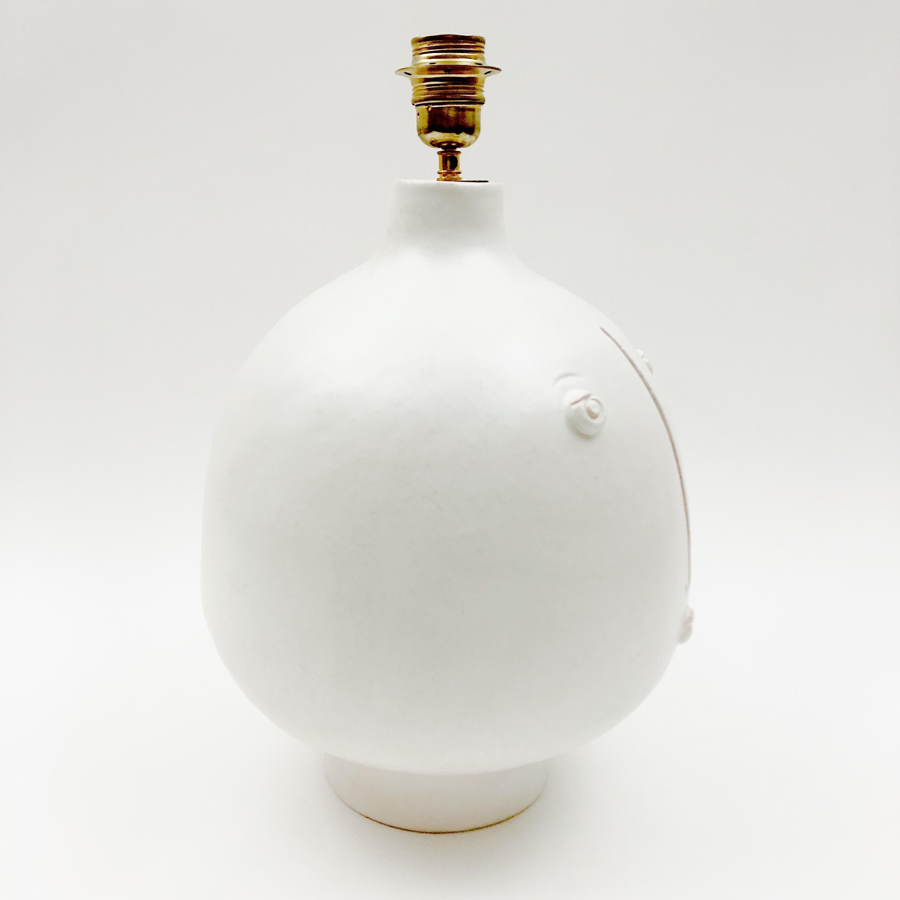 Enameled Dalo, White Ceramic Table Lamp Base