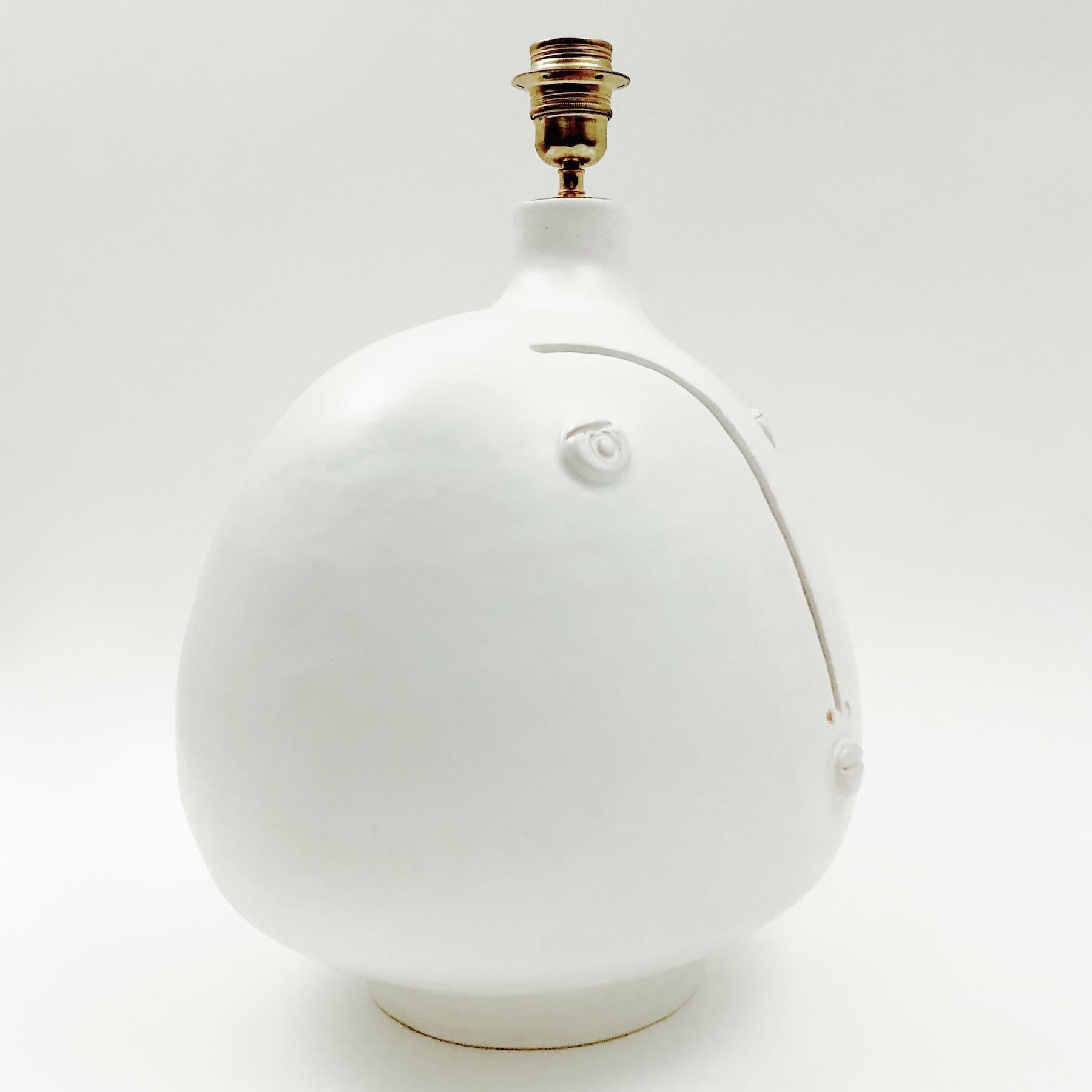 Enameled Dalo - White Ceramic Table Lamp Base