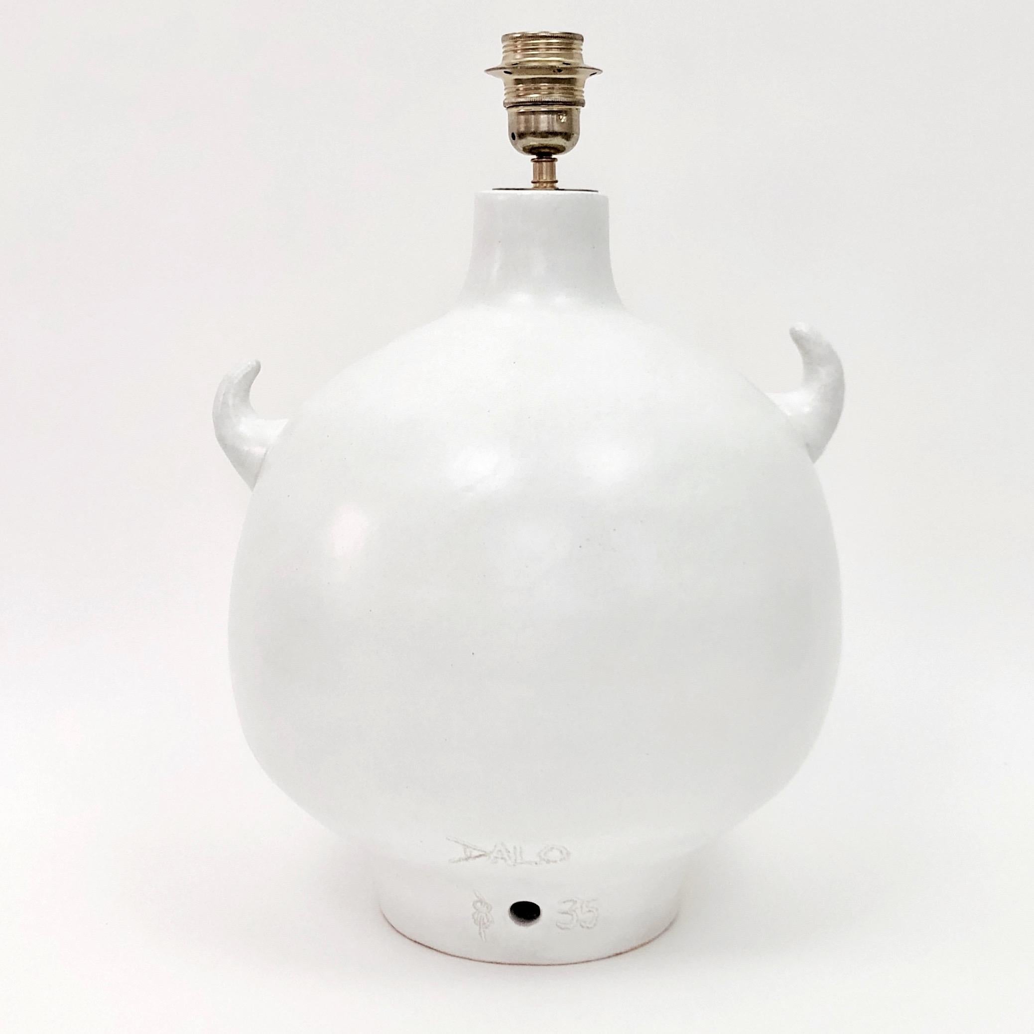 Glazed Dalo, White Ceramic Table Lamp Base For Sale