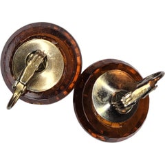 Dalsheim Amber Lucite Faceted Dome Clip-On Earrings, 1960s