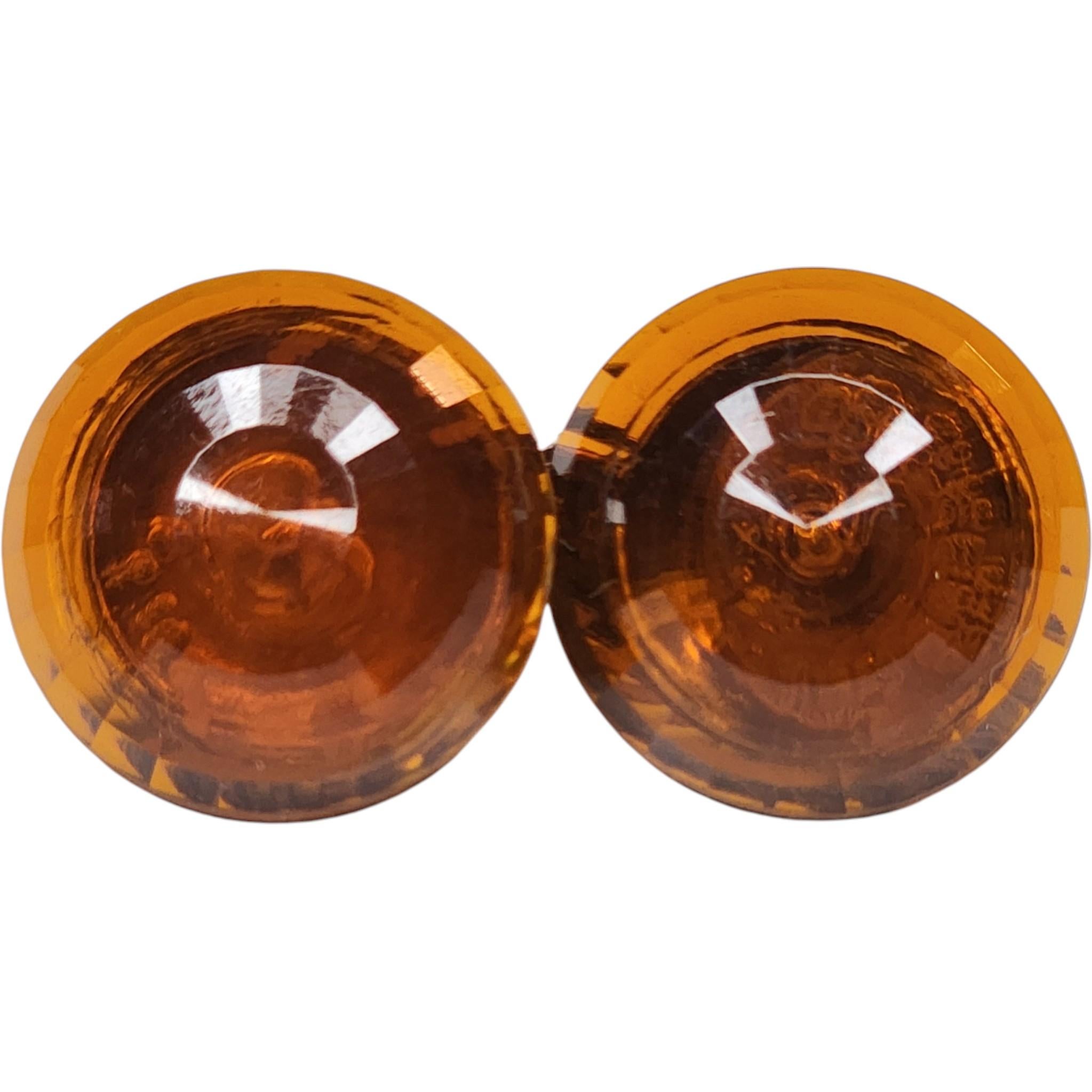 Dalsheim Amber Lucite Faceted Dome Clip-On Earrings, 1960s For Sale