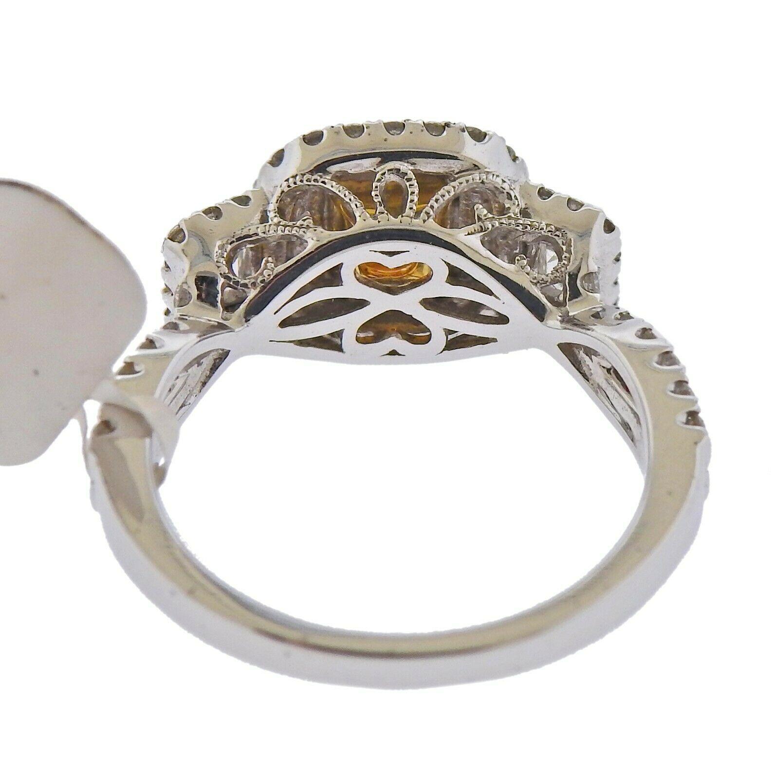 Radiant Cut Dalumi GIA 1.30 Carat Fancy Yellow Diamond Gold Engagement Ring