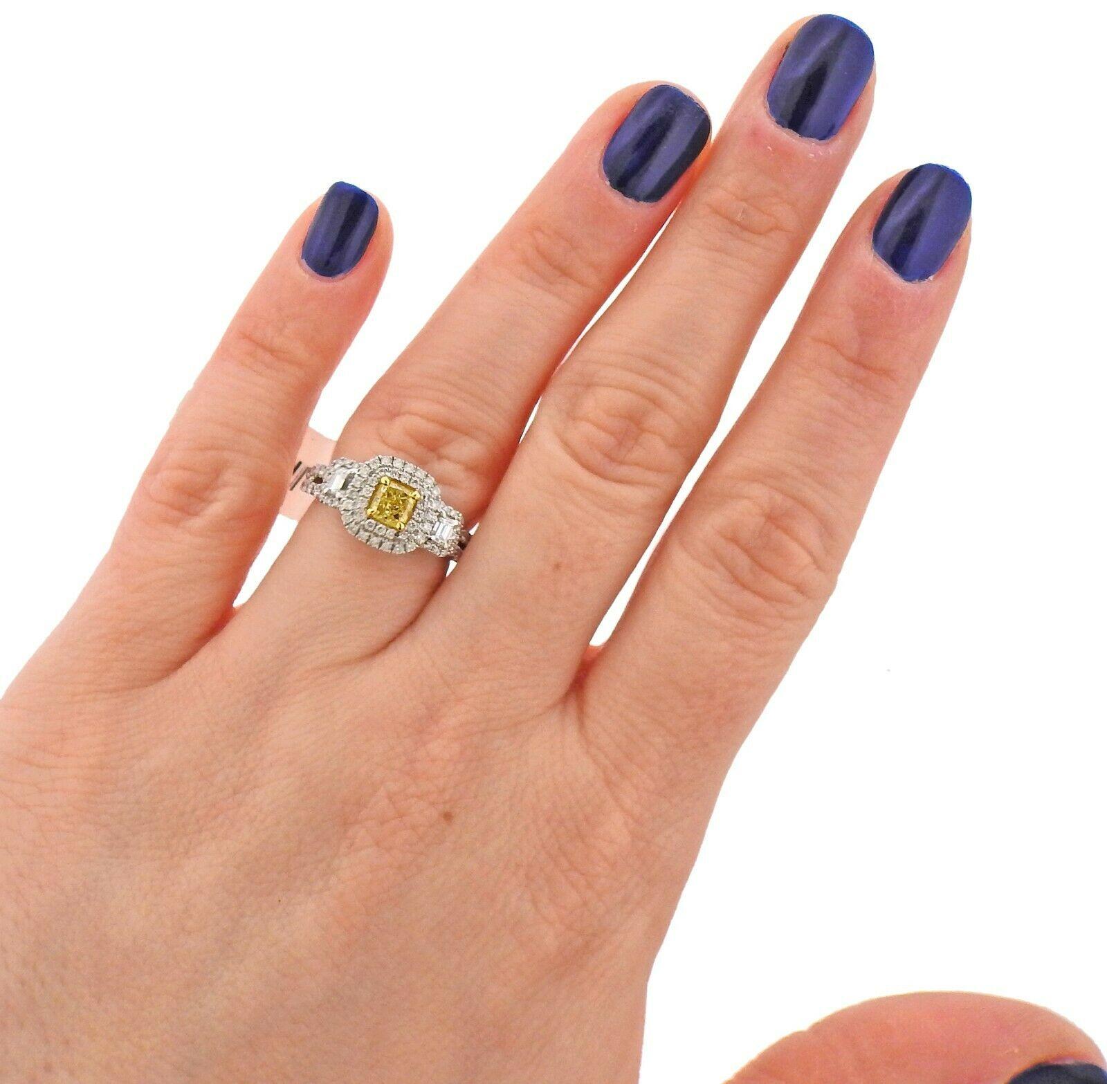 Dalumi GIA 1.30 Carat Fancy Yellow Diamond Gold Engagement Ring In New Condition In Lambertville, NJ