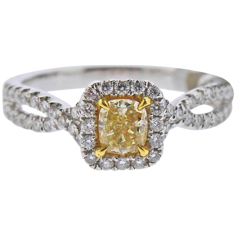 Dalumi GIA Fancy Light Yellow Diamond Gold Engagement Ring at 1stDibs