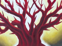 "Begotten", Surrealist, Dark, Eyes, Wine Glasses, Tree, Water, Oil Painting