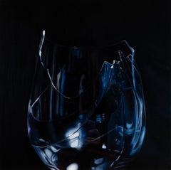 "Diadem", Contemporary, Black, Shattered Wine Glass, Oil Painting, 2020