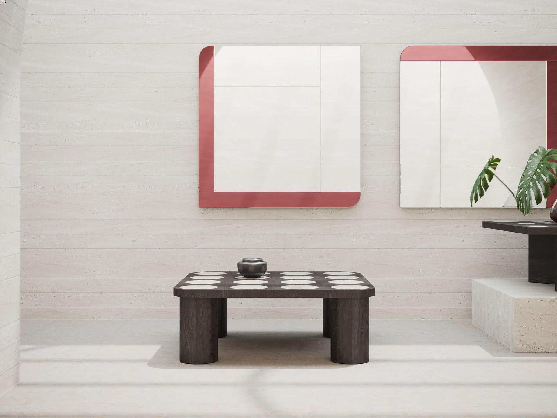 Dama Ocassional Table in Black Oak with Travertine Inserts by Ultramobili For Sale 1