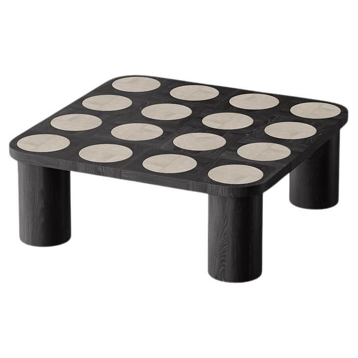 Dama Ocassional Table in Black Oak with Travertine Inserts by Ultramobili For Sale