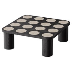 Dama Ocassional Table in Black Oak with Travertine Inserts by Ultramobili