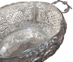 Cuenco tipo cesta de plata de ley 925 de Damar, ideal como centro de mesa. Turquía, finales del siglo XX.