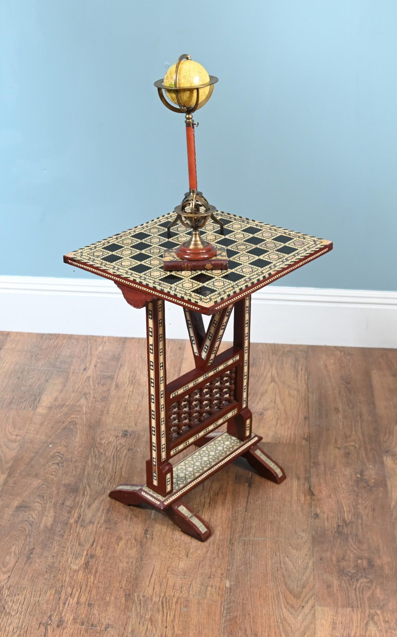 Damaszener Spiele Schachtisch Seite arabische Intarsie 1890 im Angebot 4
