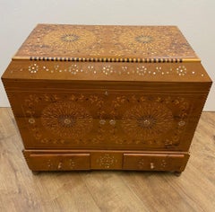 Damascan Inlay Chest Coffer Syrian Arabic Marquetry 1890