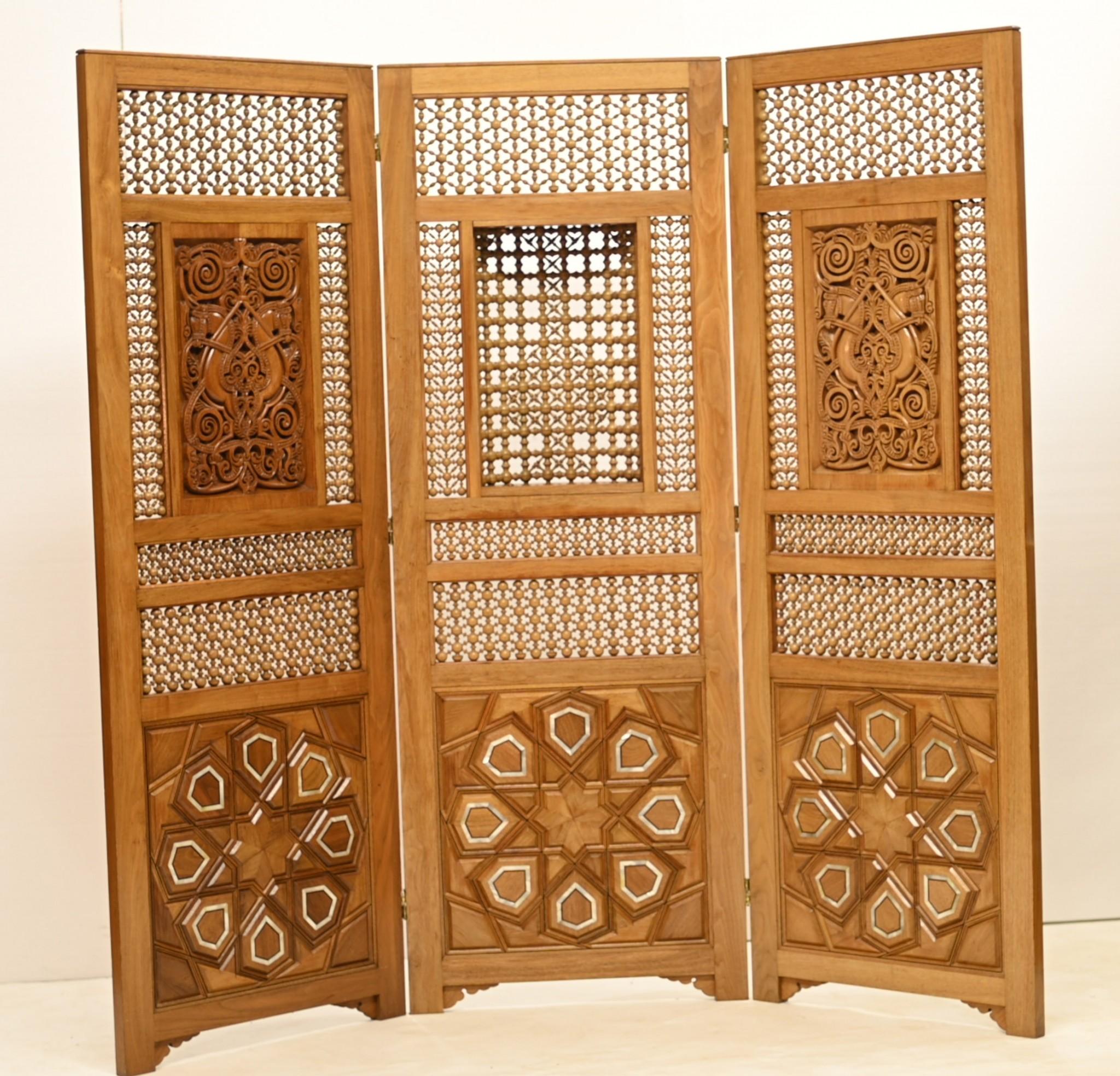 Damascan Inlay Screen Room Divider Arabic 1930s For Sale 3