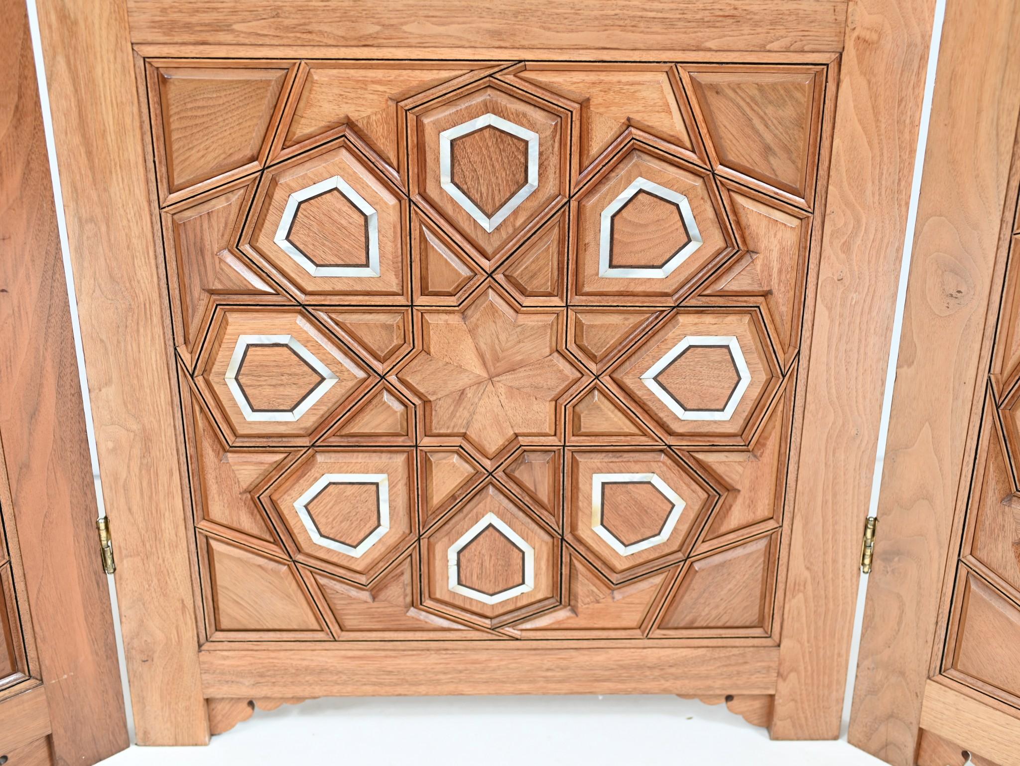 Damascan Inlay Screen Room Divider Arabic 1930s For Sale 1