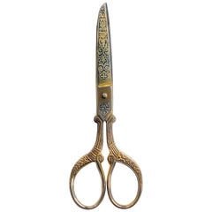 Damascene 3 Tres Claveles Gold Embroidery Ornate Scissor by Toledo, Spain