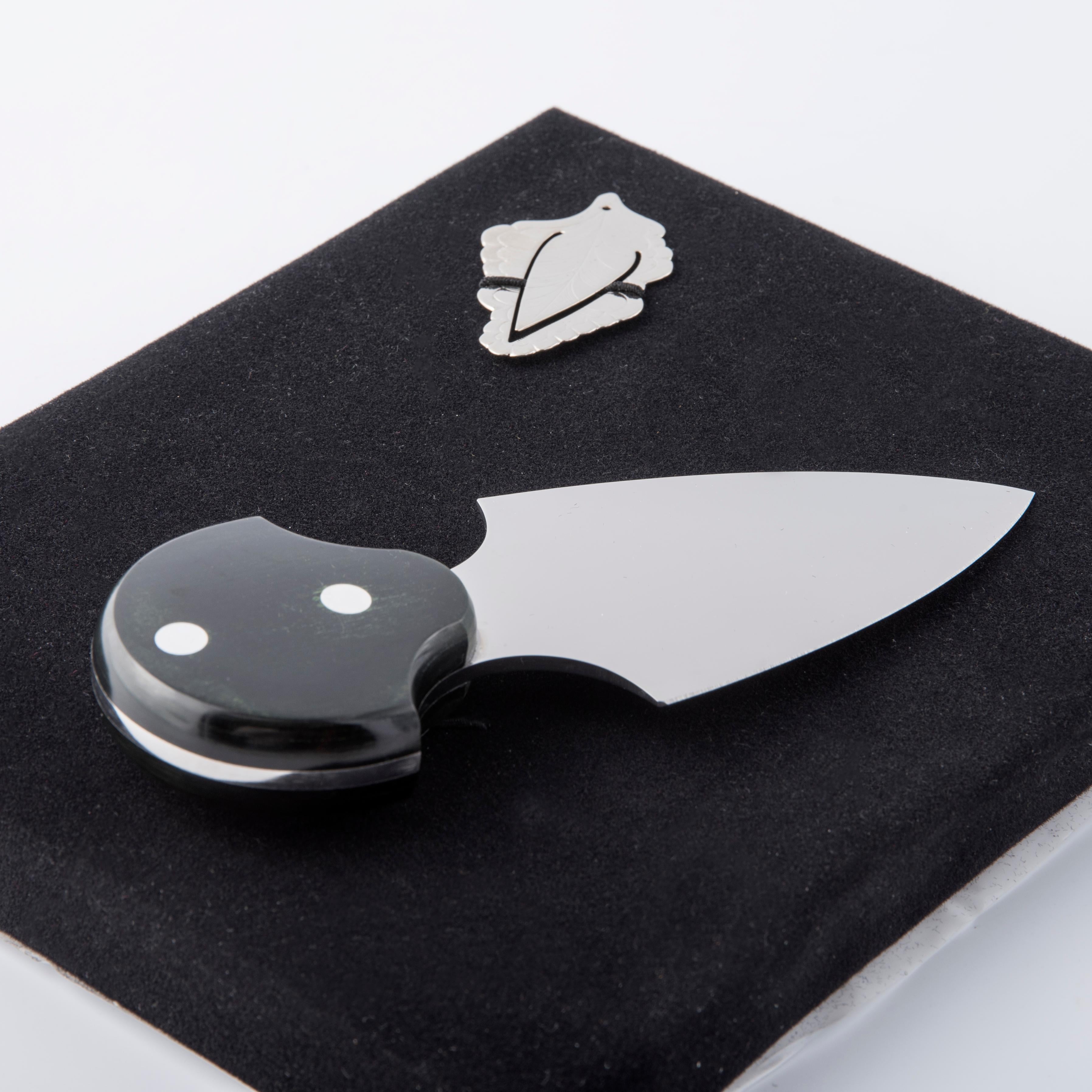 DAMASCO - CUCHILLO PARA QUESO PARMESANO  con asa decorativa verde bosque en Nuevo estado para la venta en Spilimbergo, IT