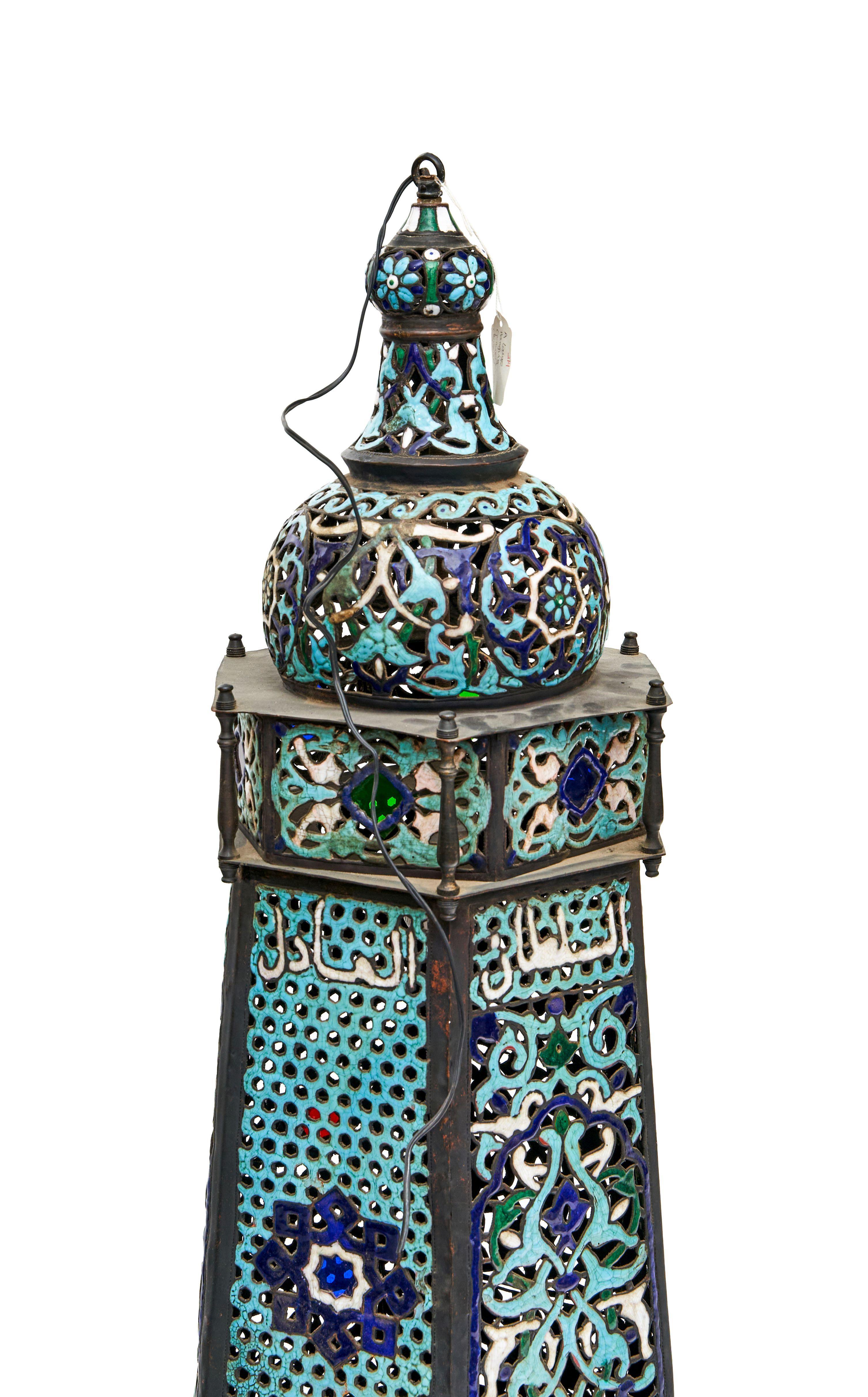 Damascus Enamelled Copper Mosque Lamp, 19th Century In Good Condition For Sale In London, GB
