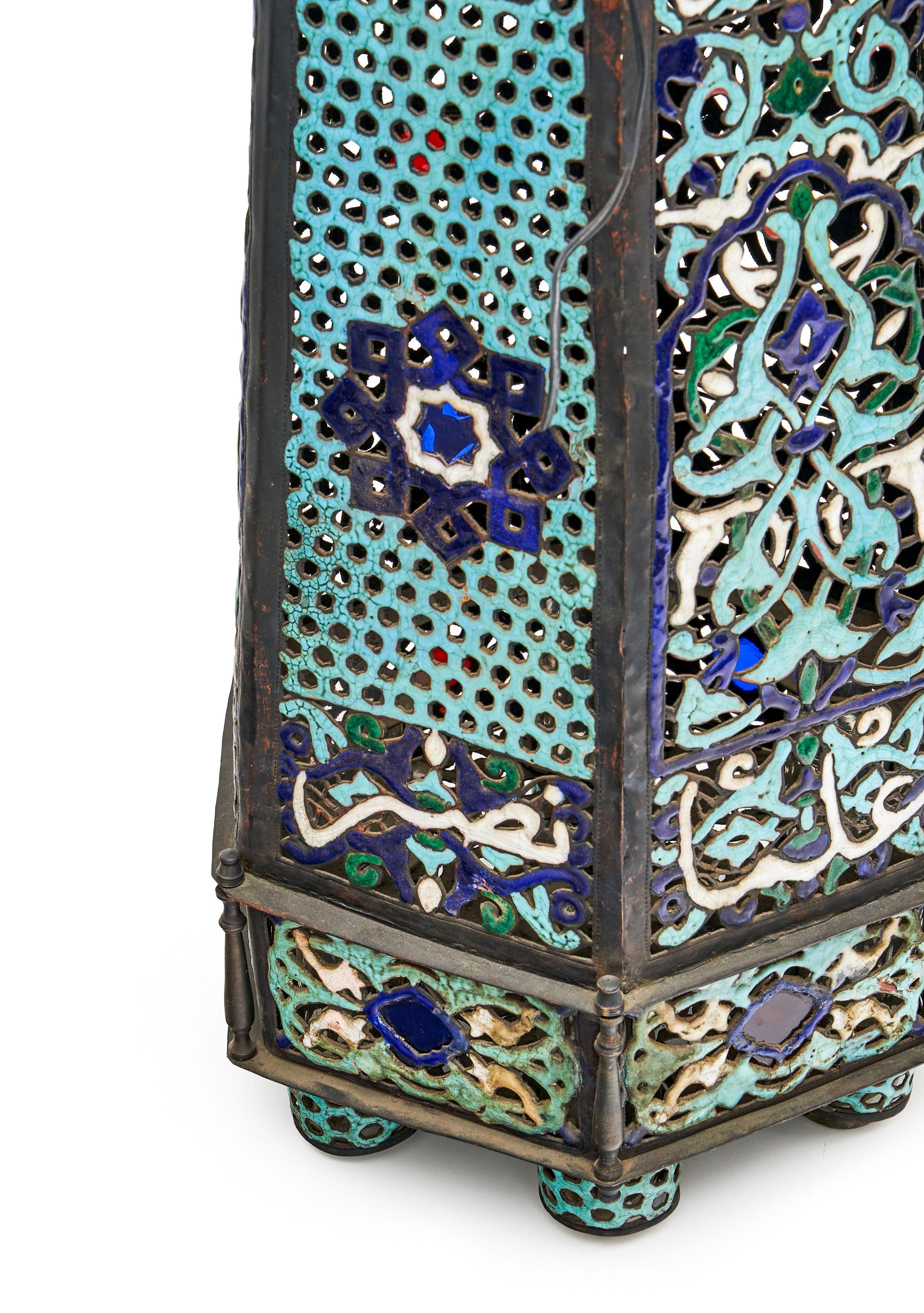 Damascus Enamelled Copper Mosque Lamp, 19th Century For Sale 2
