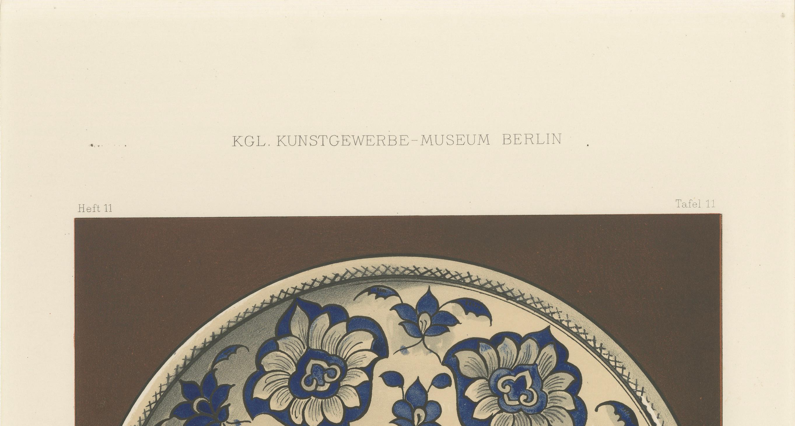 Damaszener Fayence Teller mit blauem Blumenornament - Julius Lessing, Berlin 1890 (Deutsch) im Angebot