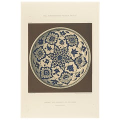 Damaszener Fayence Teller mit blauem Blumenornament - Julius Lessing, Berlin 1890