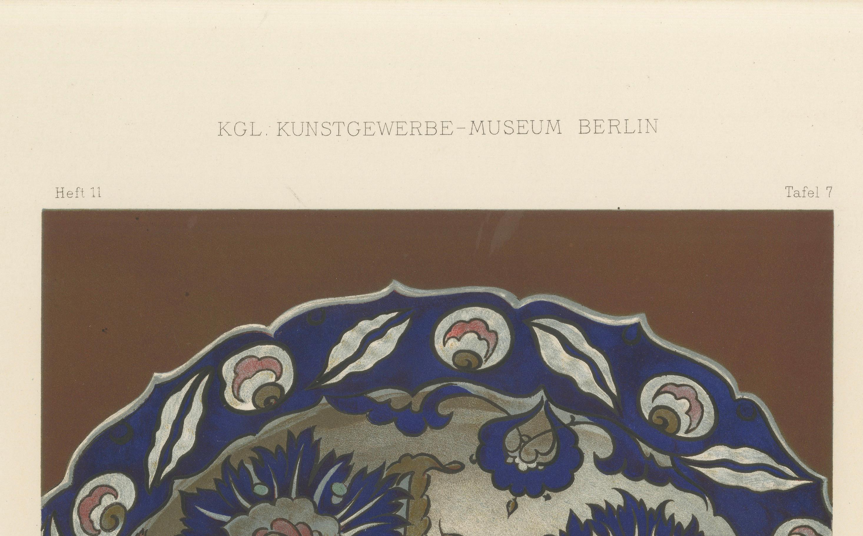 Damaszener Fayence Teller mit Nelken und Tulpen - Julius Lessing, Berlin 1890 (Deutsch) im Angebot