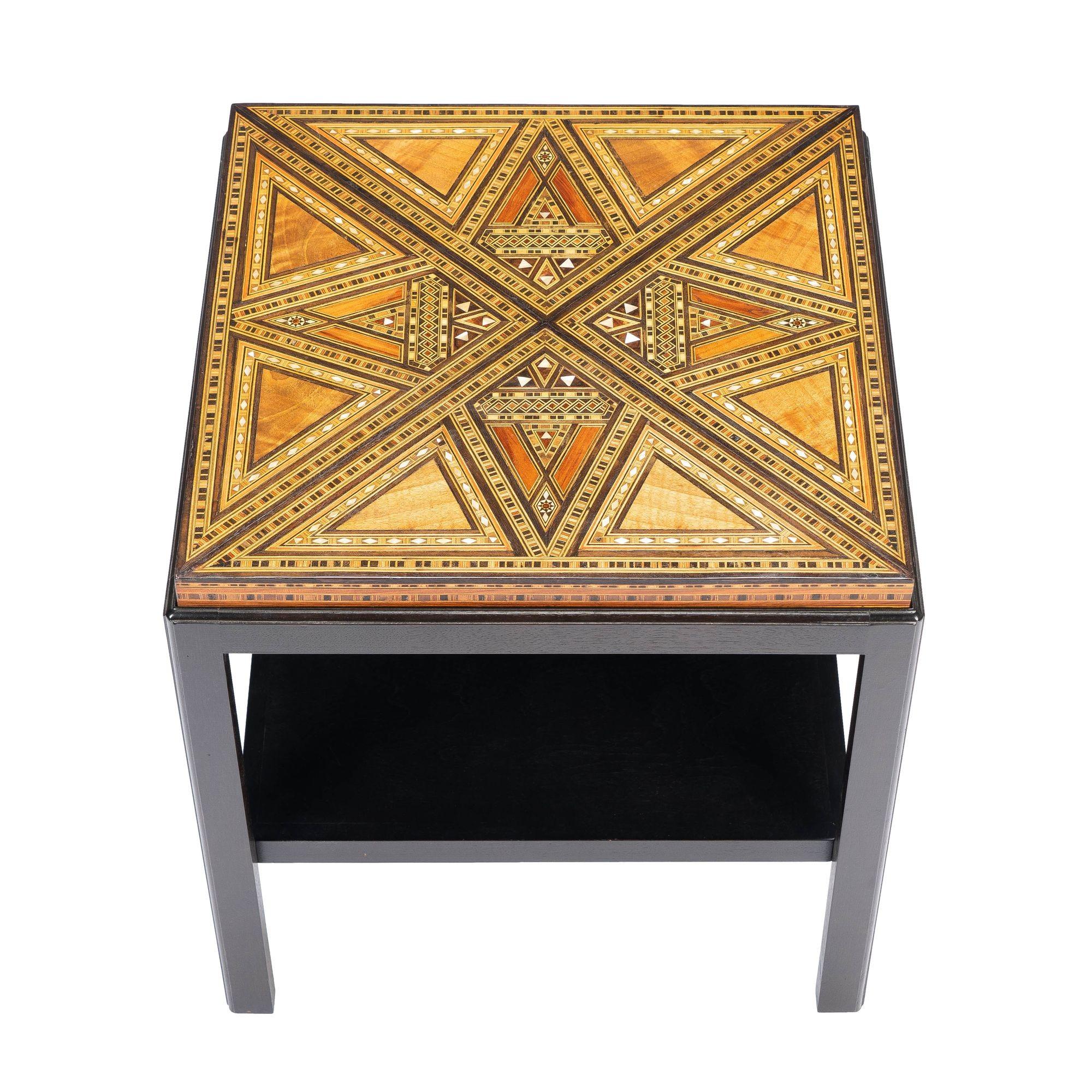 20th Century Damascus Inlaid Table Top on Custom Stand, c. 1900 For Sale