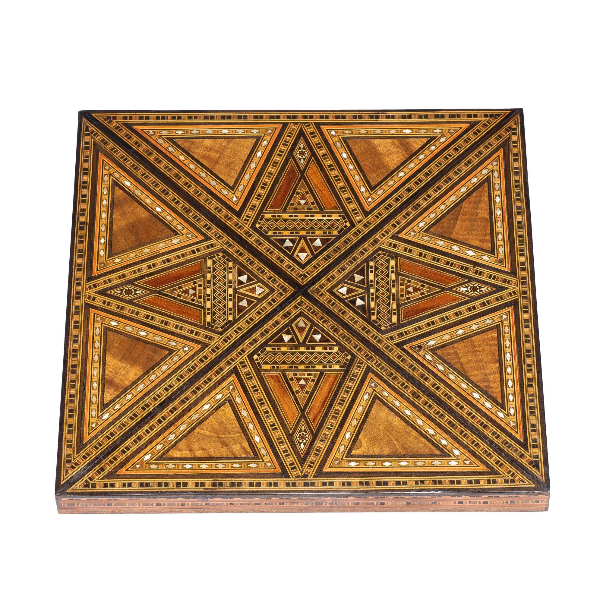 Mother-of-Pearl Damascus Inlaid Table Top on Custom Stand, c. 1900 For Sale