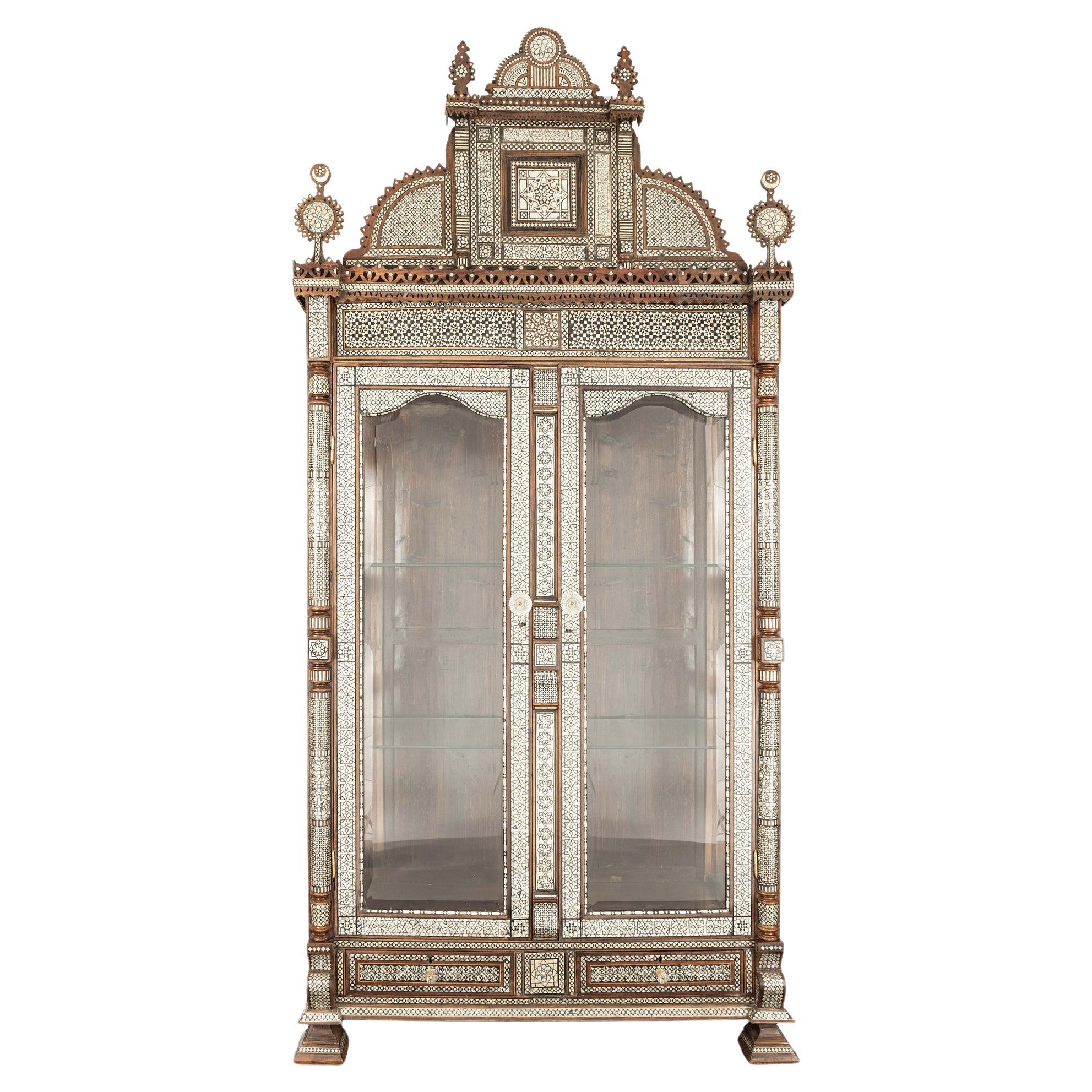 Damascus Syrian Mother of Pearl Display Cabinet