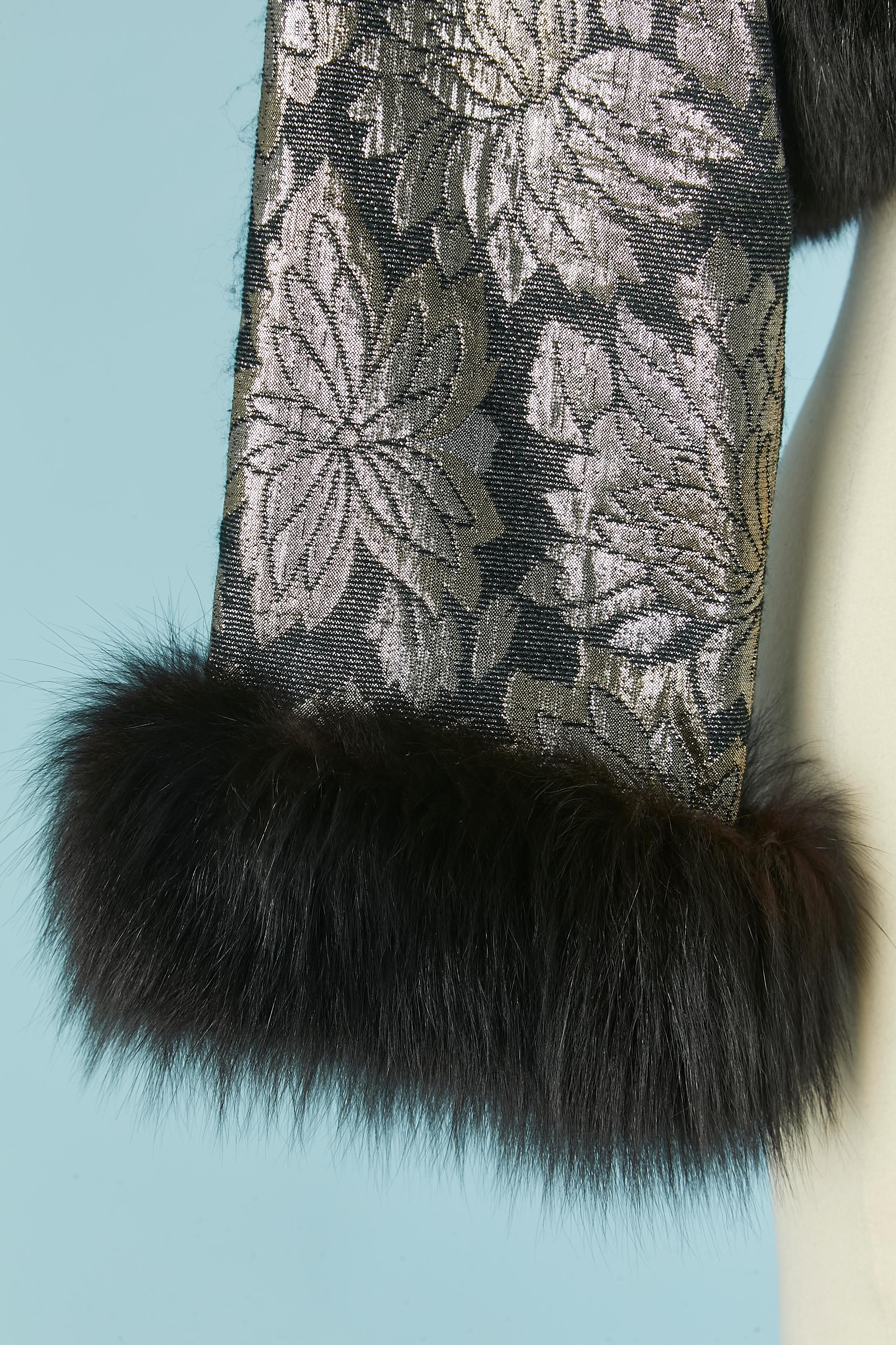 Women's Damask boléro jacket with fur edge VICTOR COSTA For Sale